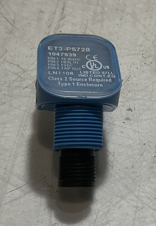 SICK ET3-P5728 PHOTOELECTRIC SENSOR PNP LO M12 W/HEALTH 30VDC LOT OF 2 U3S
