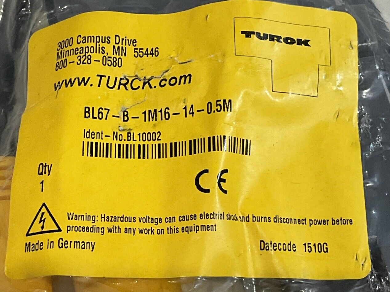 TURCK BL67-B-1M16-14-0.5M BASE MODULE CABLE ASSEMBLY U3S