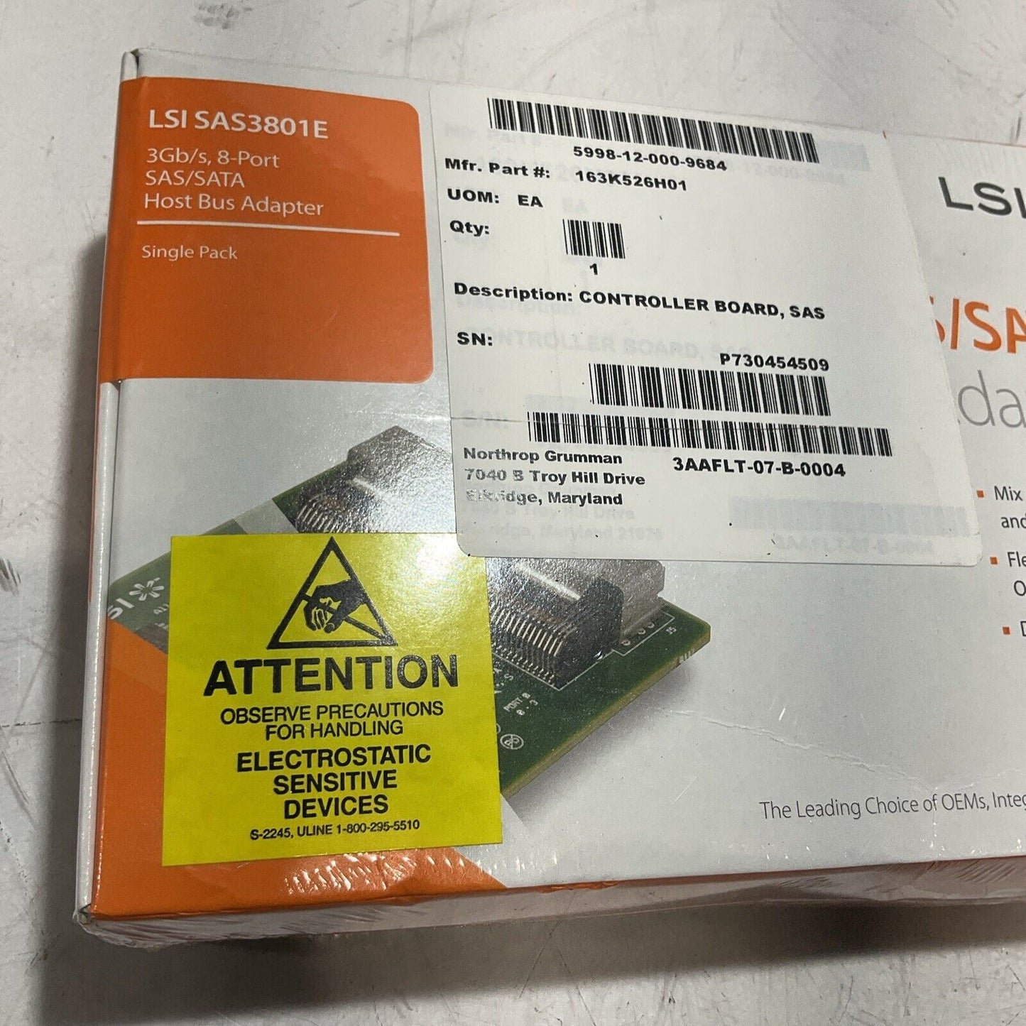 LSI SAS3801E SAS/SATA HOST BUST ADAPTER CONTROLLER CIRCUIT BOARD U3S