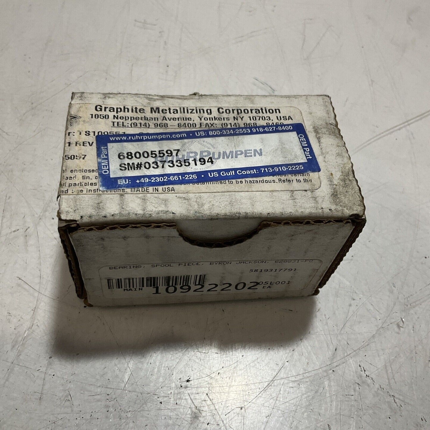 GRAPHALLOY 68005597 SM#037335194 BEARINGS SPOOL PIECE BYRON JACKSON 620831 554
