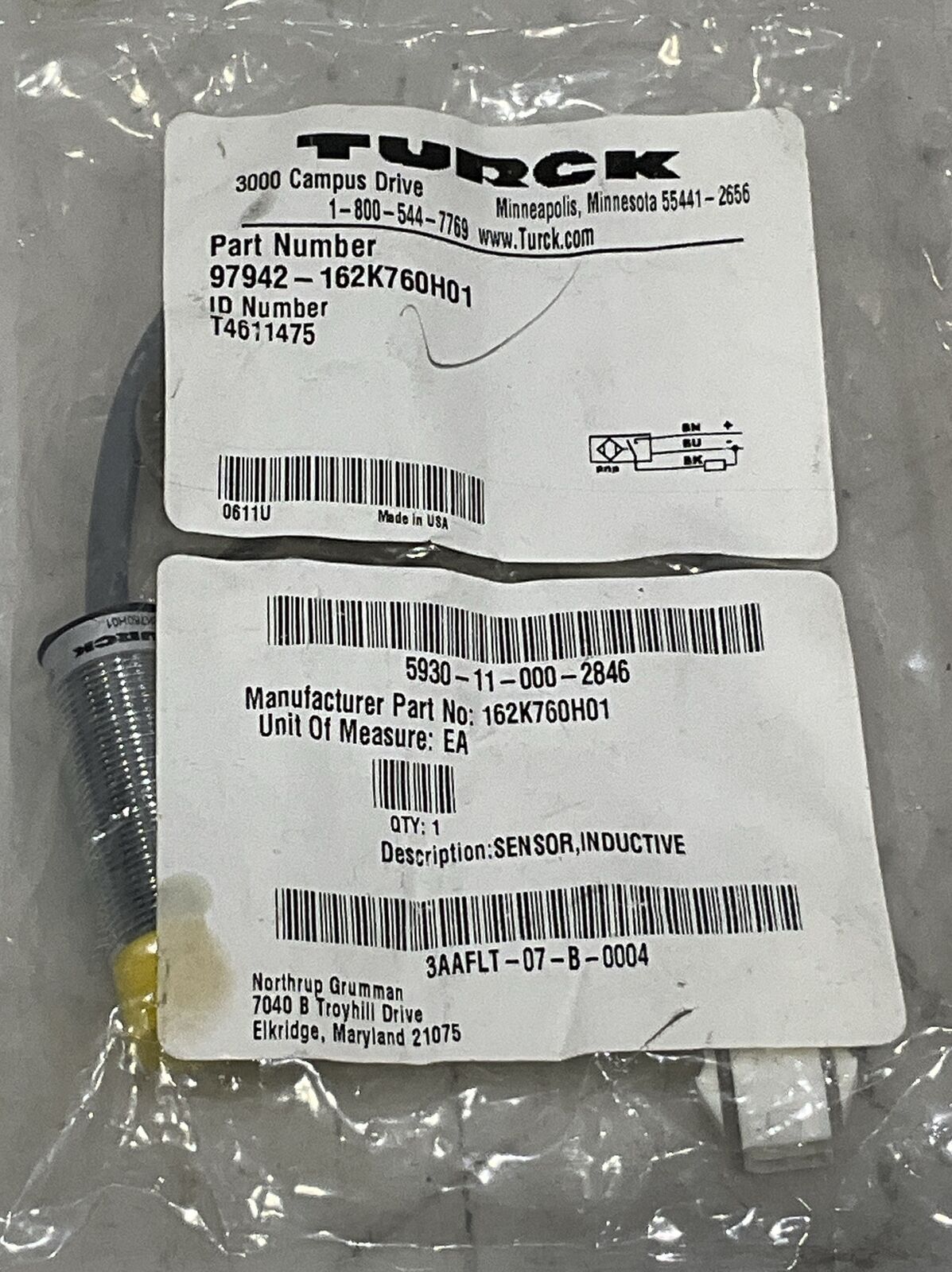 TURCK 97942-162K760H01 T4611475 INDUCTIVE SENSOR U3S