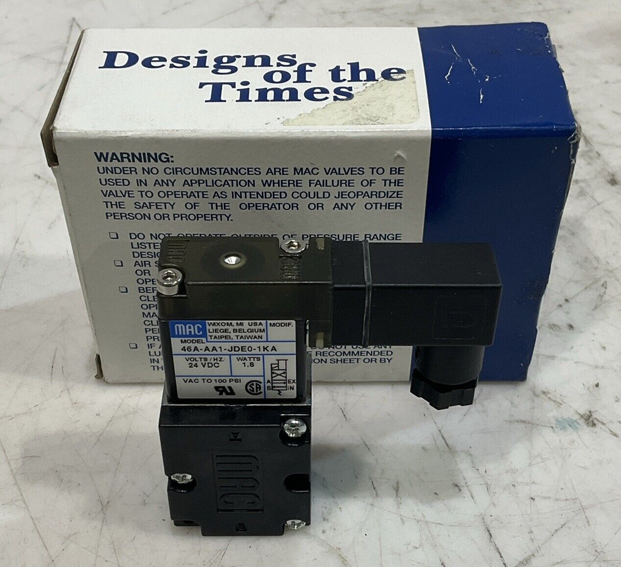 MAC 46A-AA1-JDE0-1KA PNEUMATIC SOLENOID VALVE 24VDC 1.8W U3S