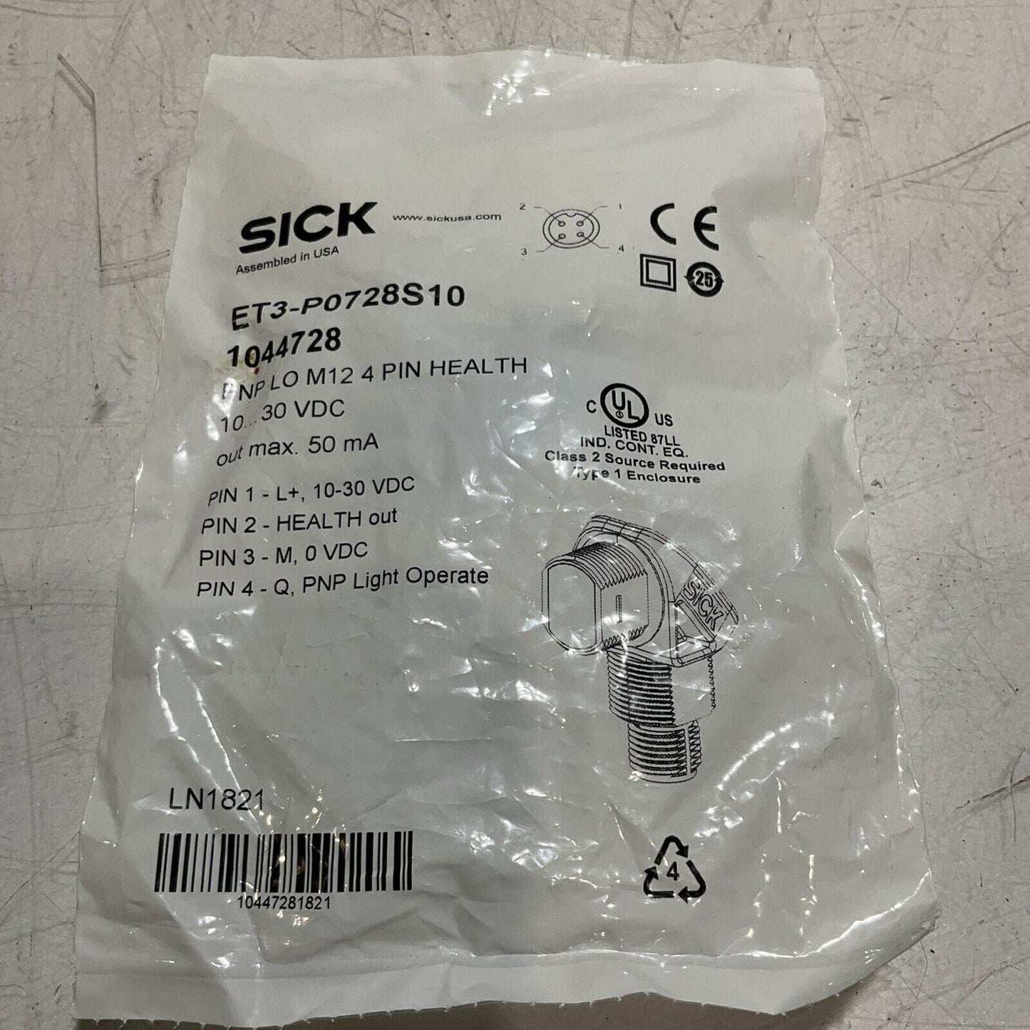 SICK ET3-P0728S10 PHOTOELECTRIC SENSOR 30VDC U3S