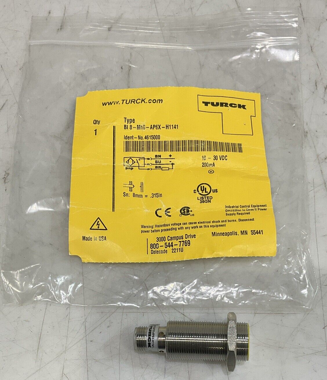 TURCK BI8-M18-AP6X-H1141 PROXIMITY SENSOR U3S
