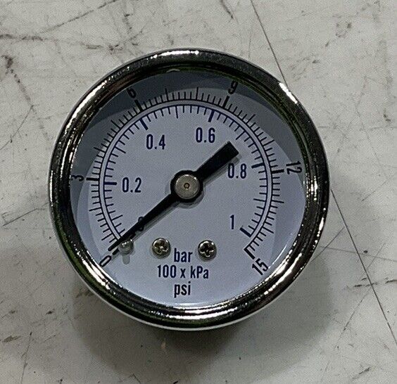 UNIVERSAL COMPANY SAD1501-15 1.5”ST/BR 0-15PSI PRESSURE GAUGE LOT OF 34 U3S