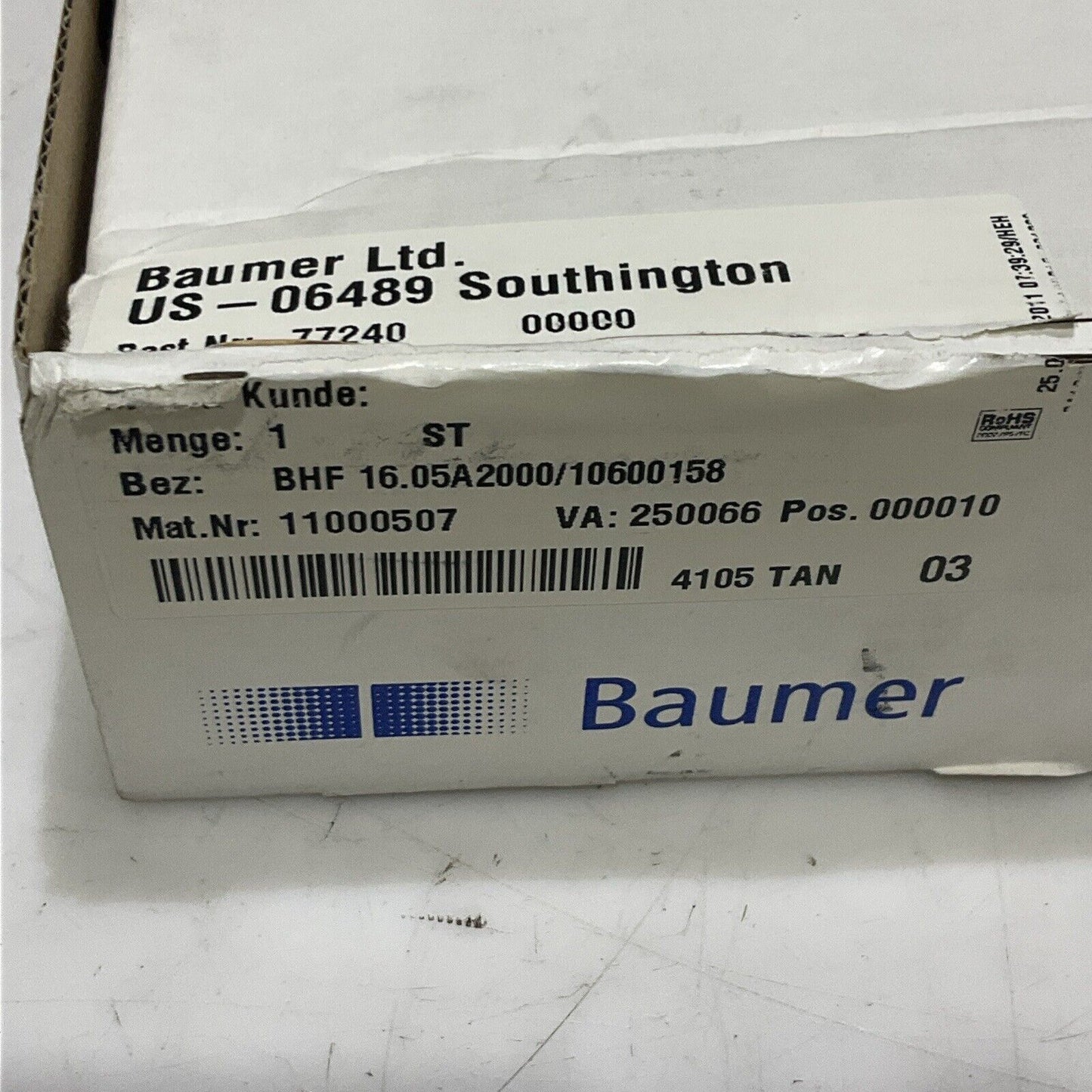 BAUMER BHF 16.05A2000/10600158 CH-8501 INCREMENTAL WIRE ENCODER U3S