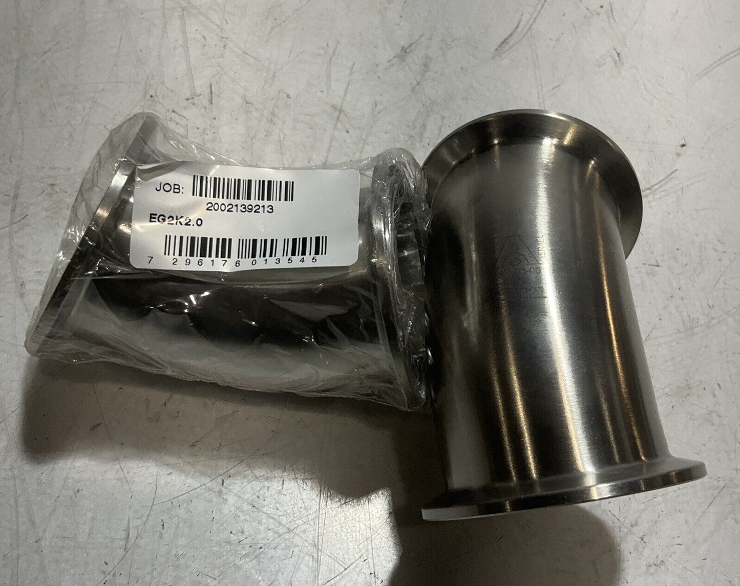 VNE CORPORATION EG2K2 CLAMP FITTING 45 DEGREE STAINLESS ELBOW LOT OF 2 RM6