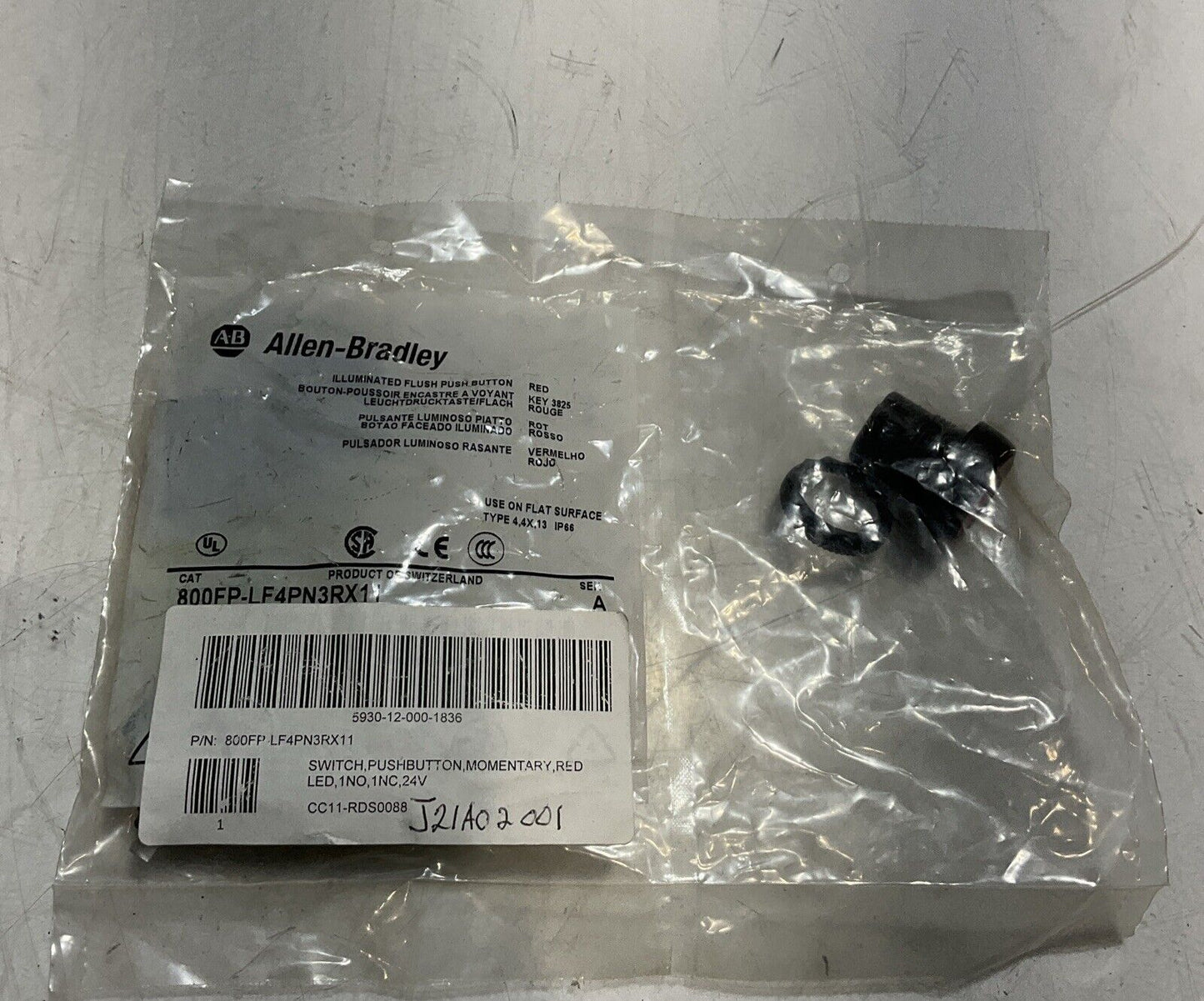 A-B ALLEN-BRADLEY 800FP-LF4PN3RX11 ILLUMINATED FLUSH PUSH BUTTON RED U3S