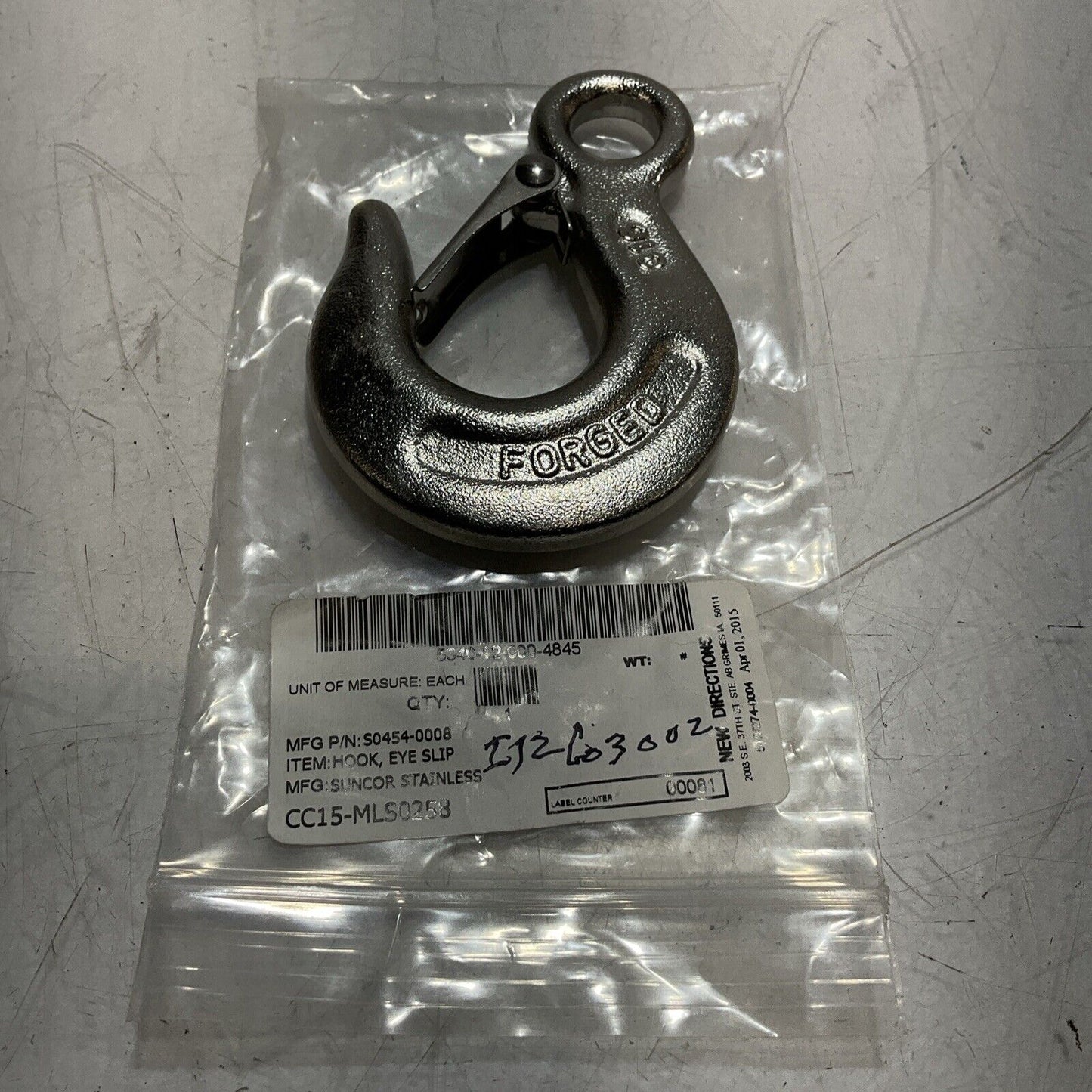 FORGED 316 EYE SLIP HOOK SIZE 5/16 LOT OF 3 U3S
