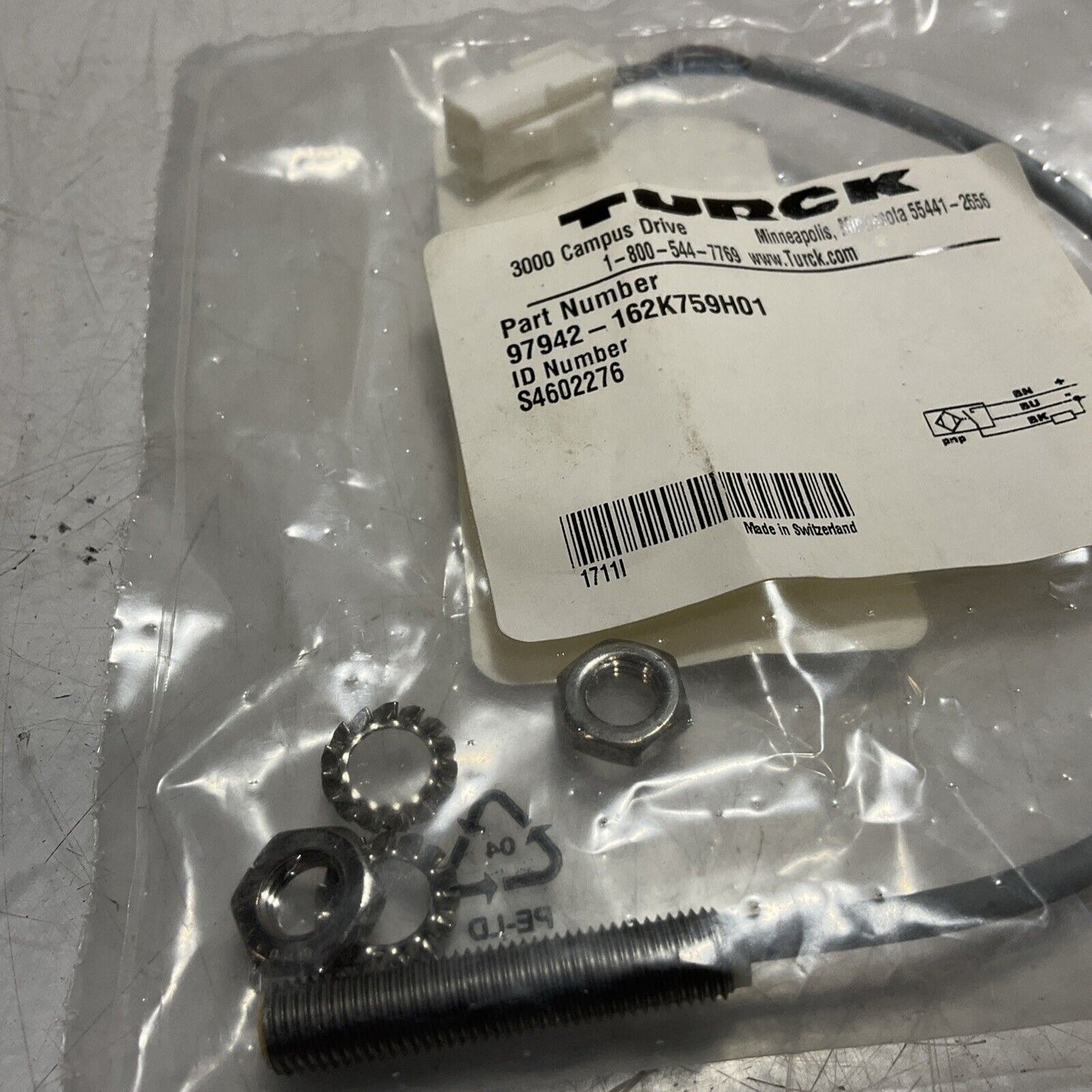 TURCK BI1.5-EG08-AP6X/CS11243 INDUCTIVE SENSOR 8MM,DC,PNP,3 WIRE U3S