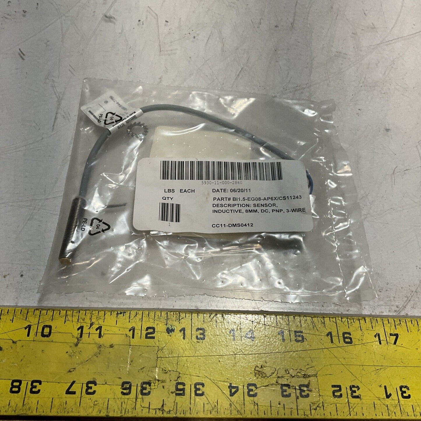 TURCK BI1.5-EG08-AP6X/CS11243 INDUCTIVE SENSOR 8MM,DC,PNP,3 WIRE U3S