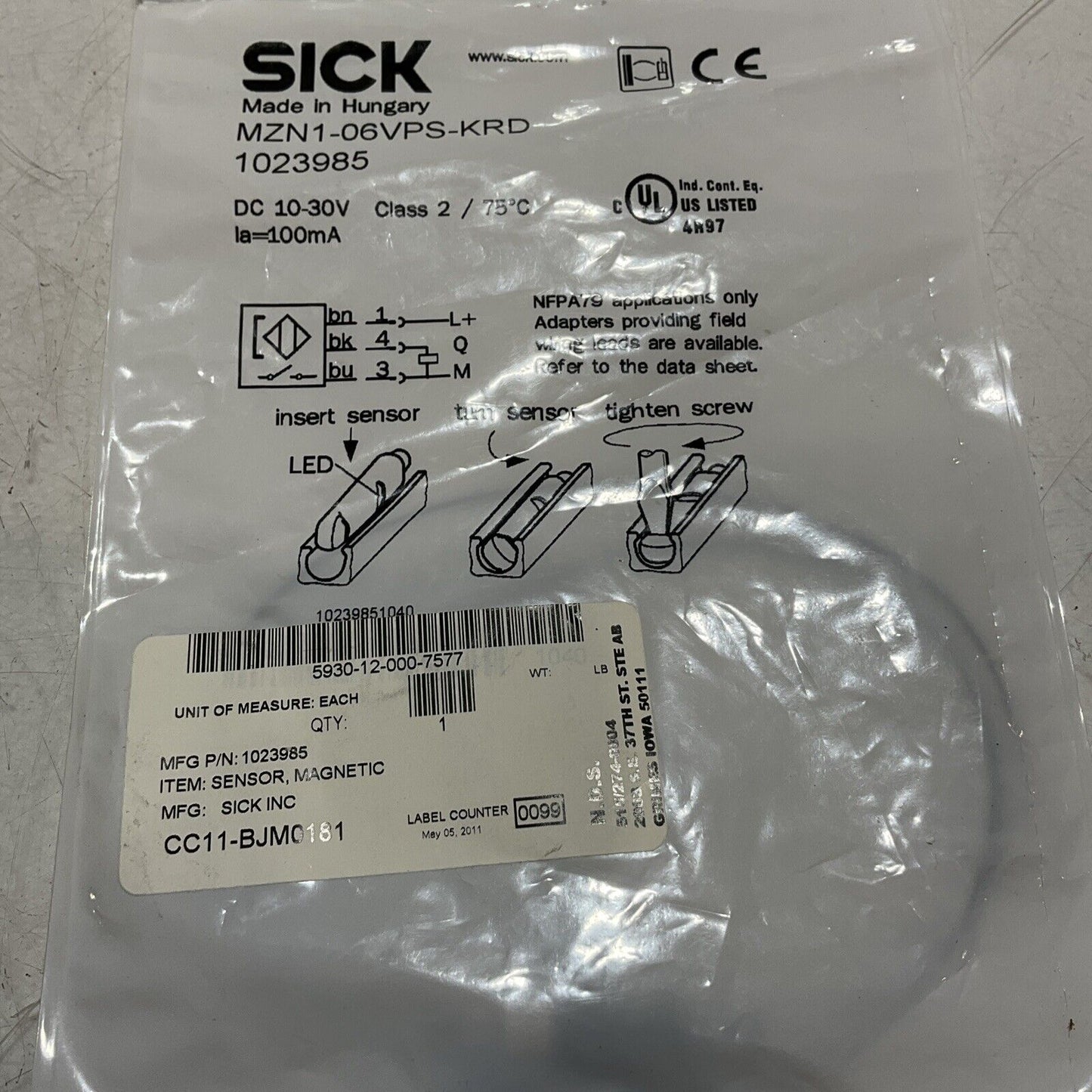 SICK MZN1-06VPS-KRD MAGNETIC SENSOR LOT OF 2 U3S