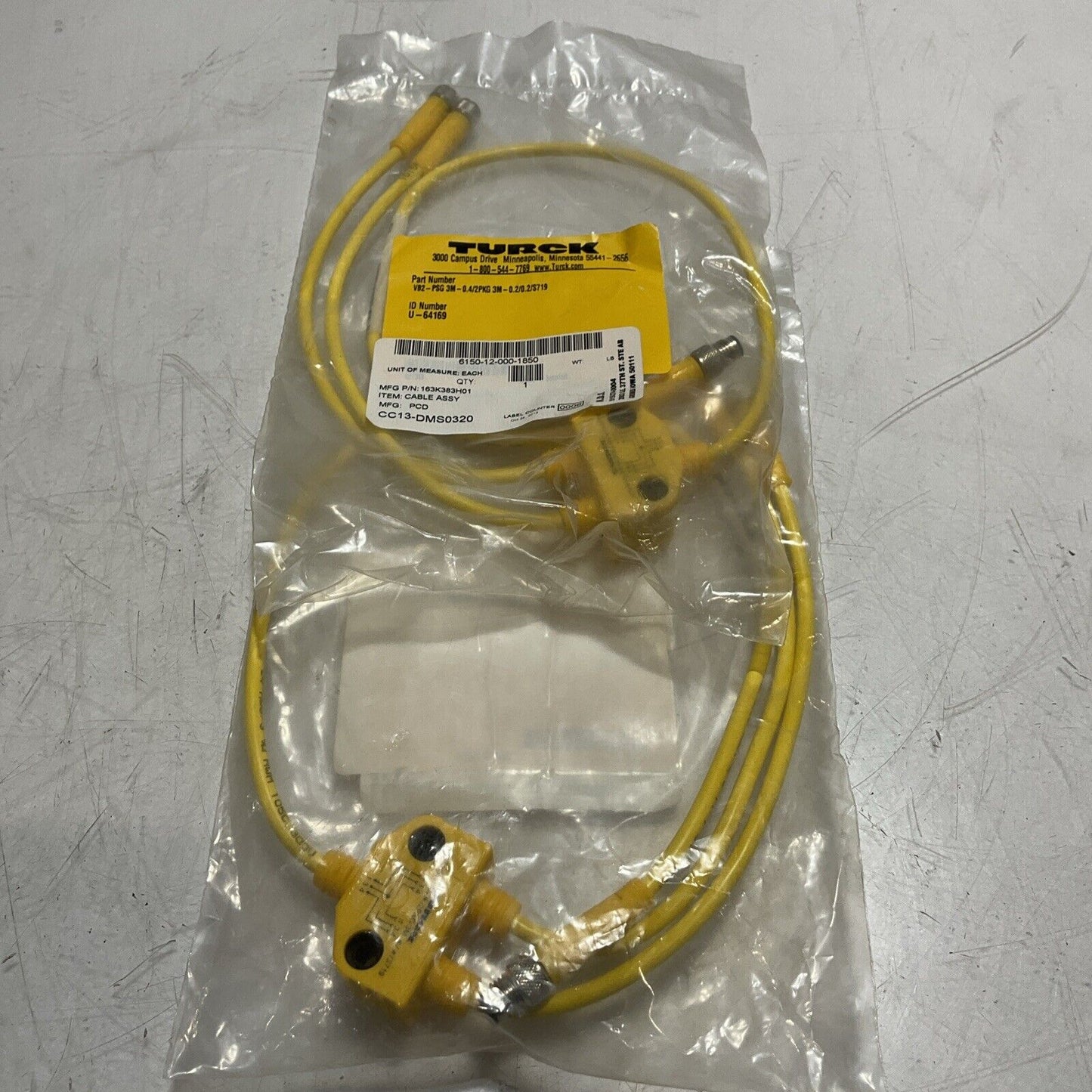 TURCK VB2-PSG3M-0.4/2PK3M-0.2/0.2/S719 CABLE ASSEMBLY LOT OF 2 U3S
