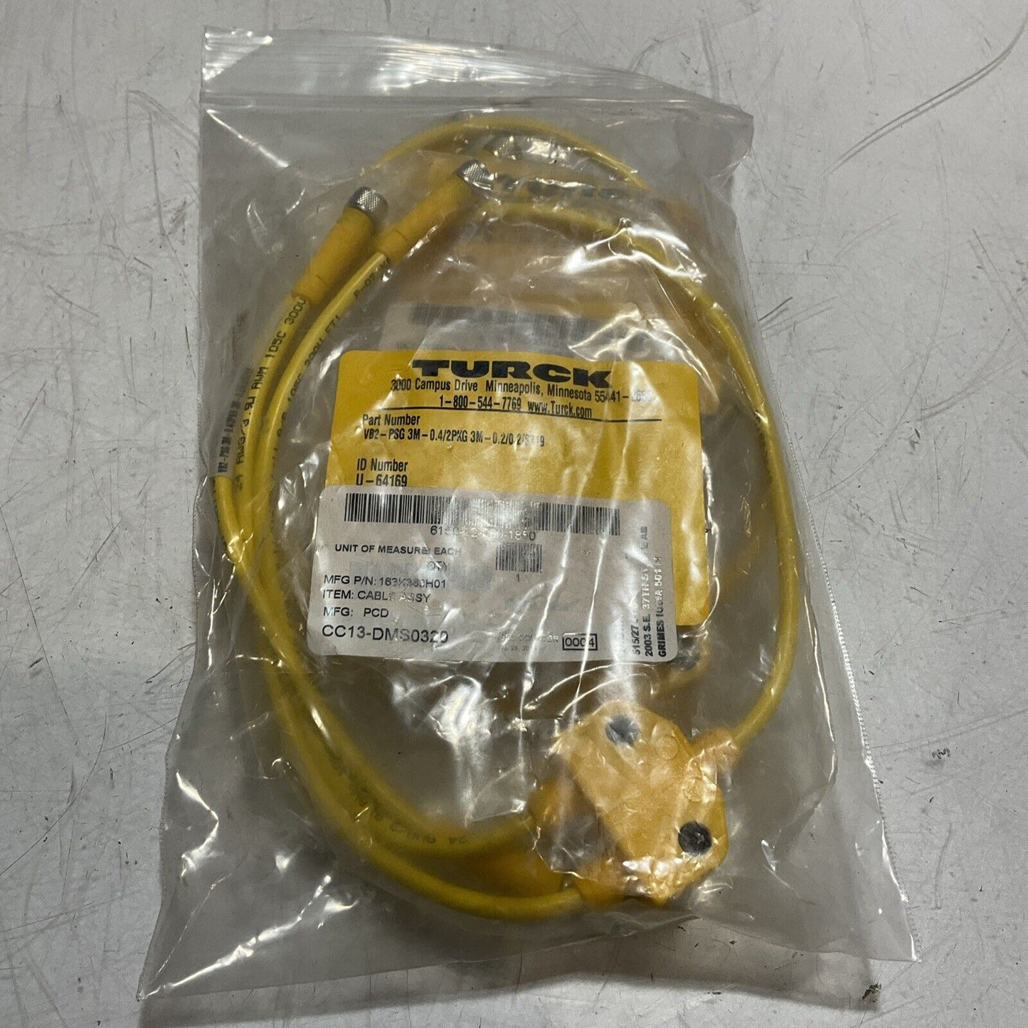 TURCK VB2-PSG3M-0.4/2PK3M-0.2/0.2/S719 CABLE ASSEMBLY LOT OF 2 U3S