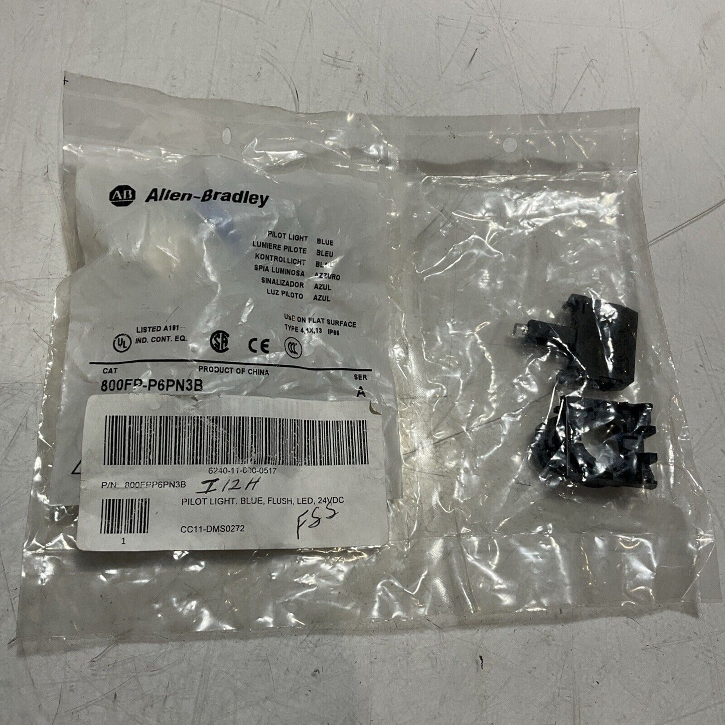 A-B ALLEN - BRADLEY 800FP-P6PN3B PILOT LIGHT BLUE FLUSH LED 24VDC U3S