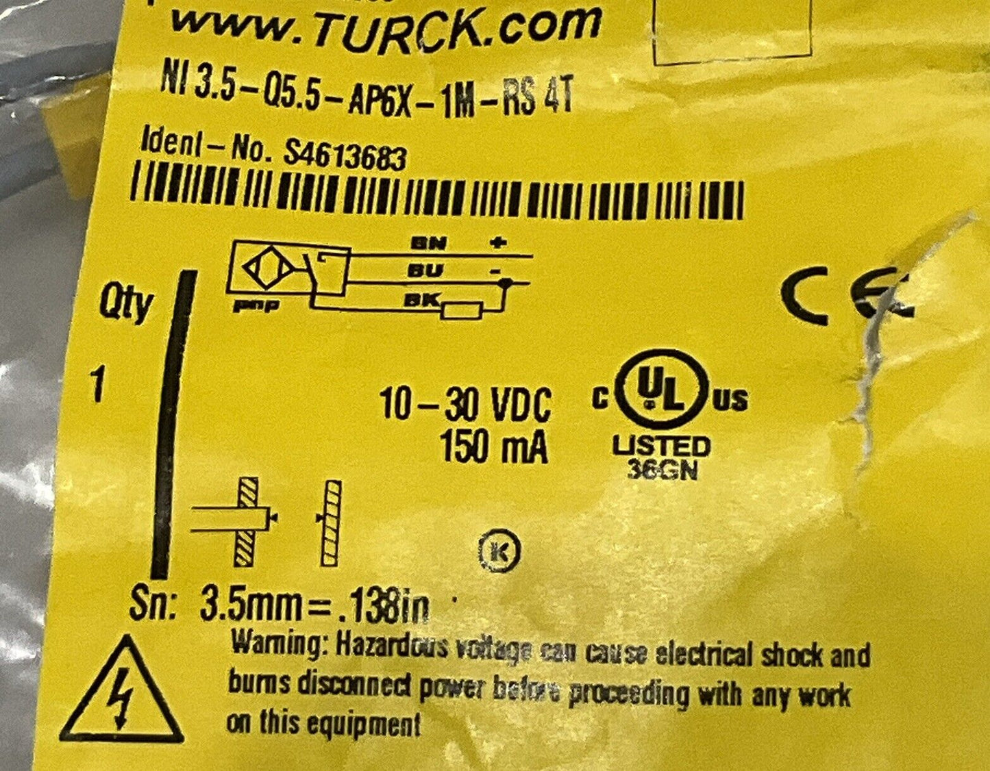 TURCK NI 3.5-Q5.5-AP6X-1M-RS 4T INDUCTIVE SENSOR SWITCH U3S