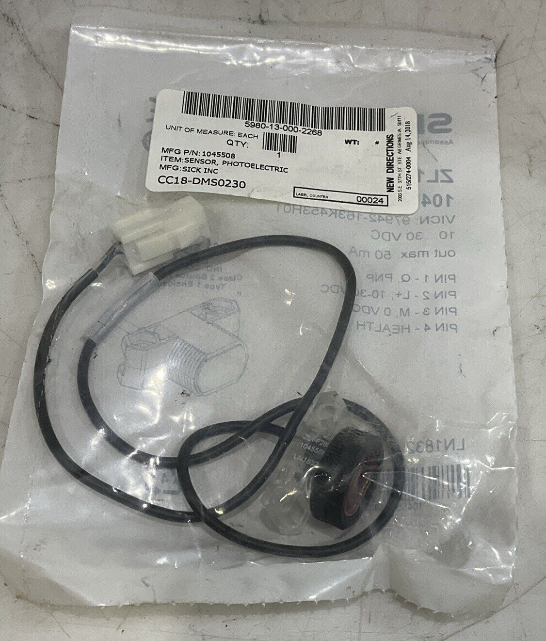 SICK ZL1-F2800S07 PHOTOELECTRIC SENSOR LOT OF 6 U3S