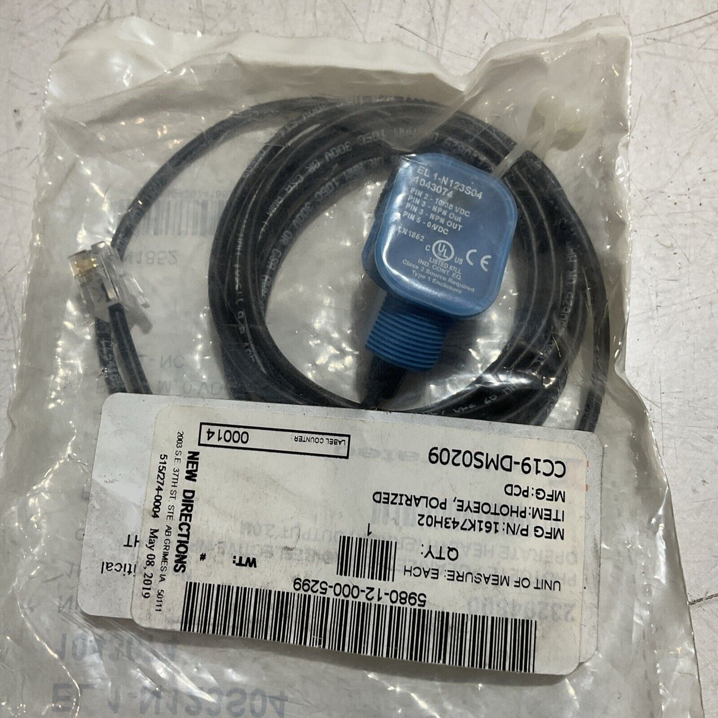 SICK EL1-N123S04 POLARIZED PHOTOEYE SENSOR 30VDC U3S