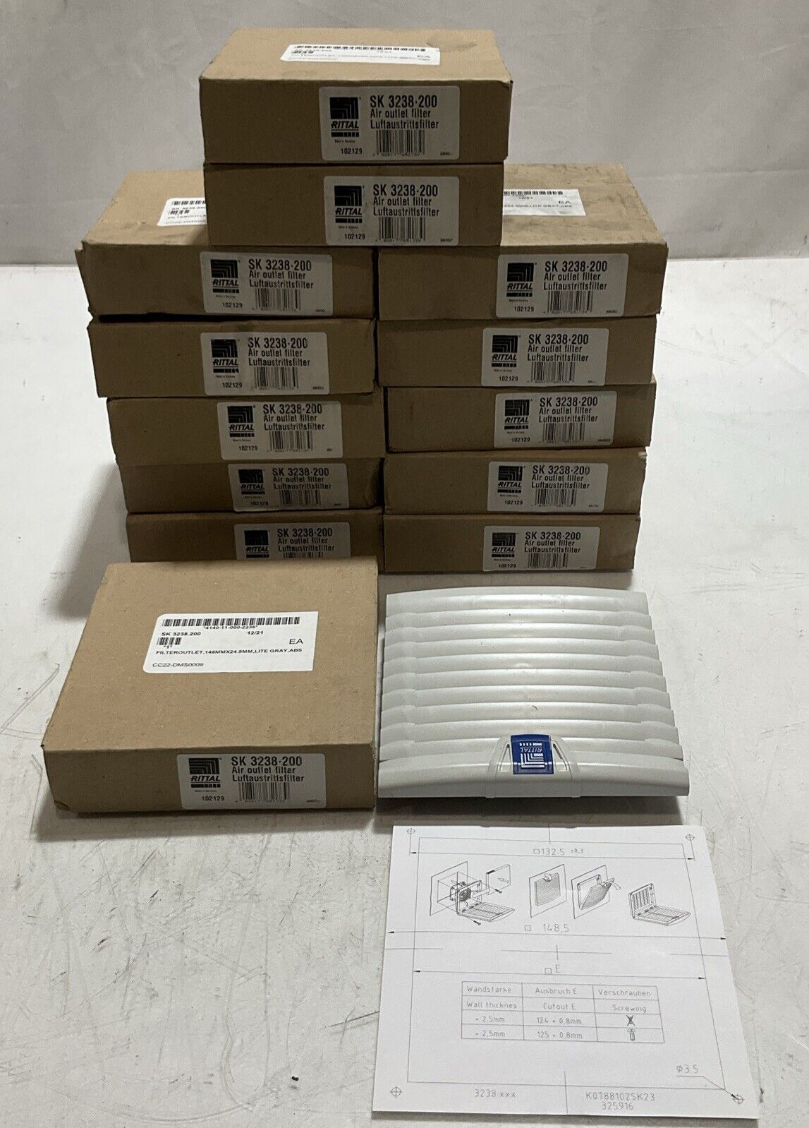 RITAL SK3238-200 AIR OUTLET FILTER 148MMX5MM LITER GRAY ABS LOT OF 13 U3S