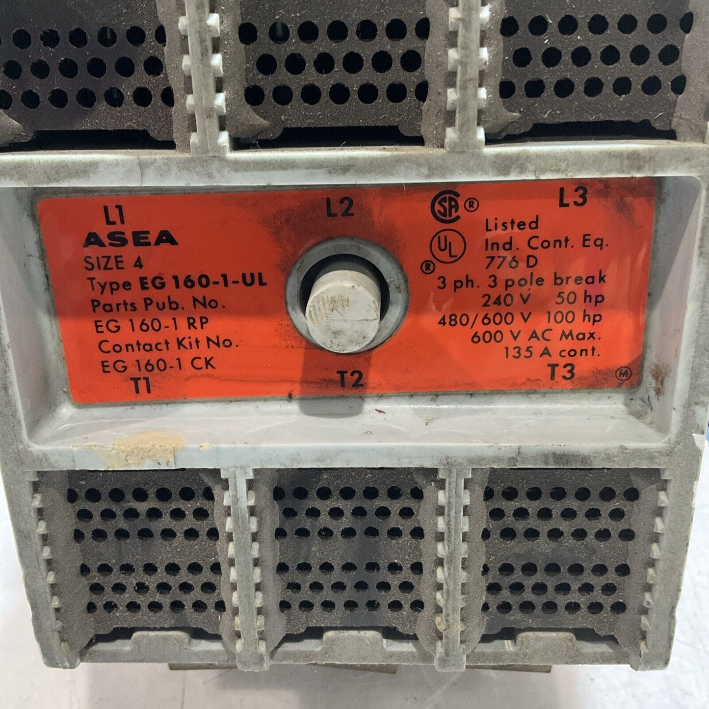 ASEA EG160-1-UL CONTRACTOR SIZE 4 600V AC MAX