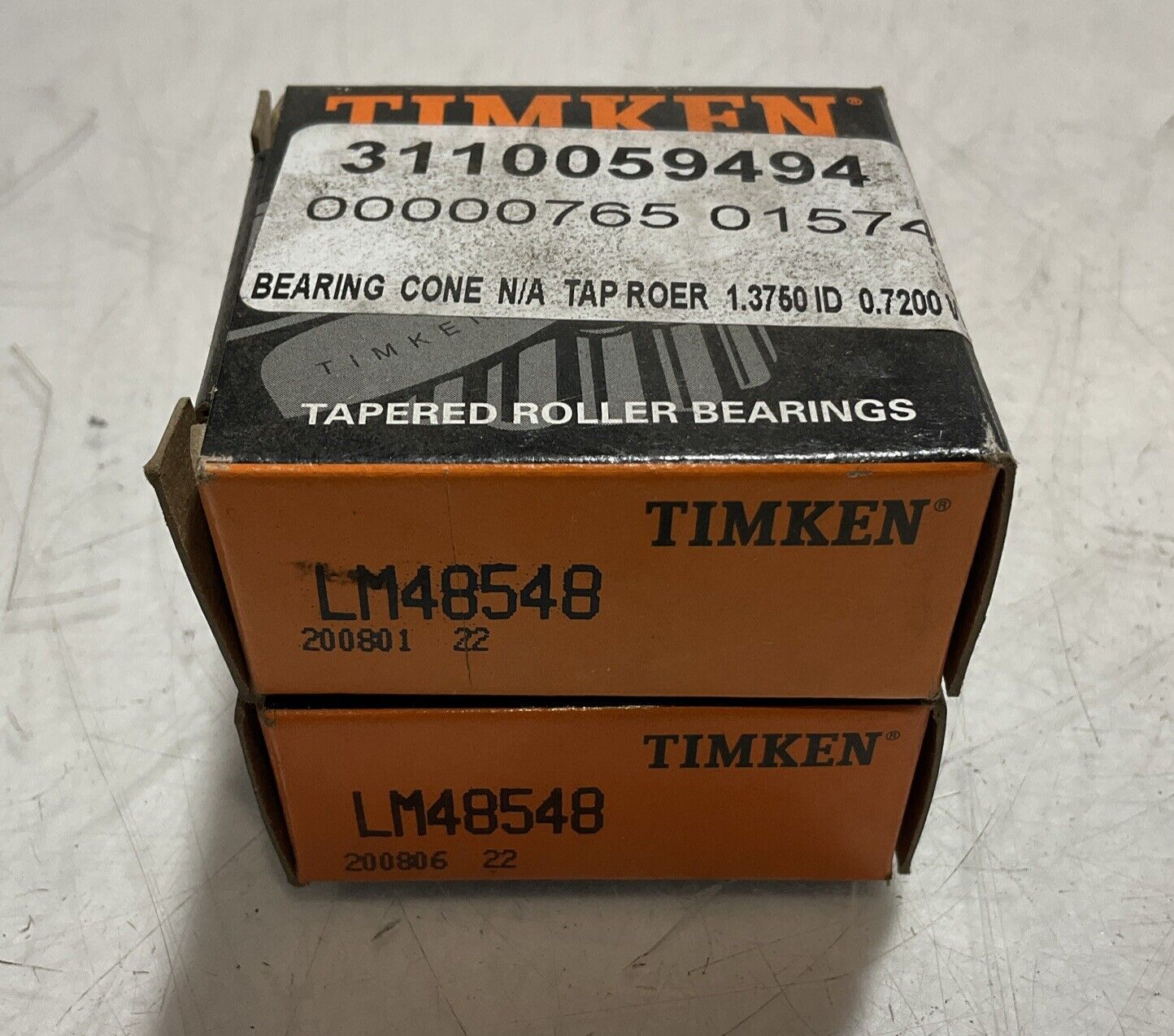TIMKEN LM48548 TAPERED ROLLER BEARINGS LOT OF 2 U3S
