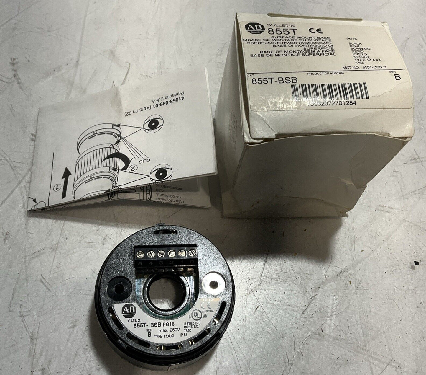 A-B 855T-BSB BASE LIGHT STACK SURFACE MOUTH U3S