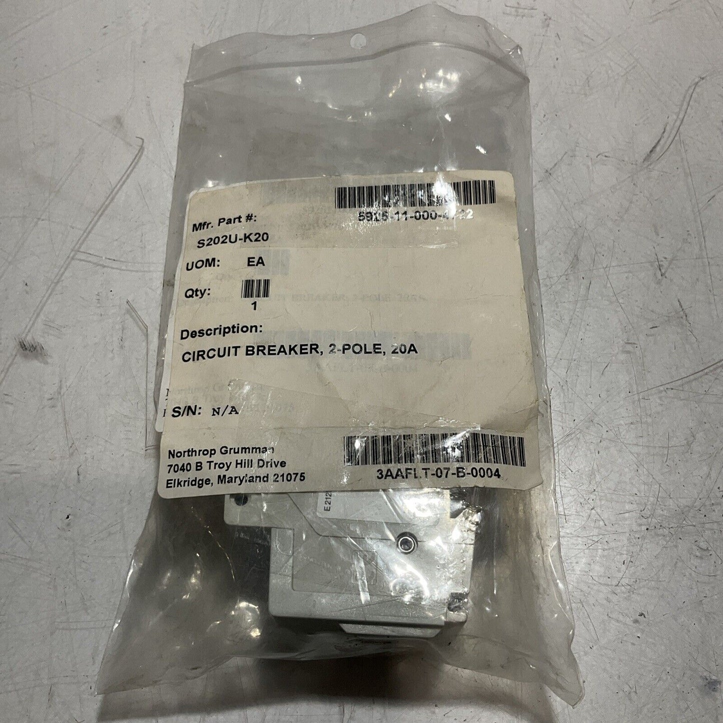 ABB S202UK20A CIRCUIT BREAKER 2 POLE UNIT U3S