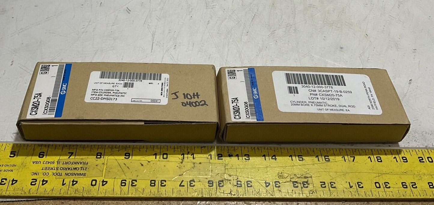 SMC CXSM20-75A PNEUMATIC CYLINDER LOT OF 2 U3S