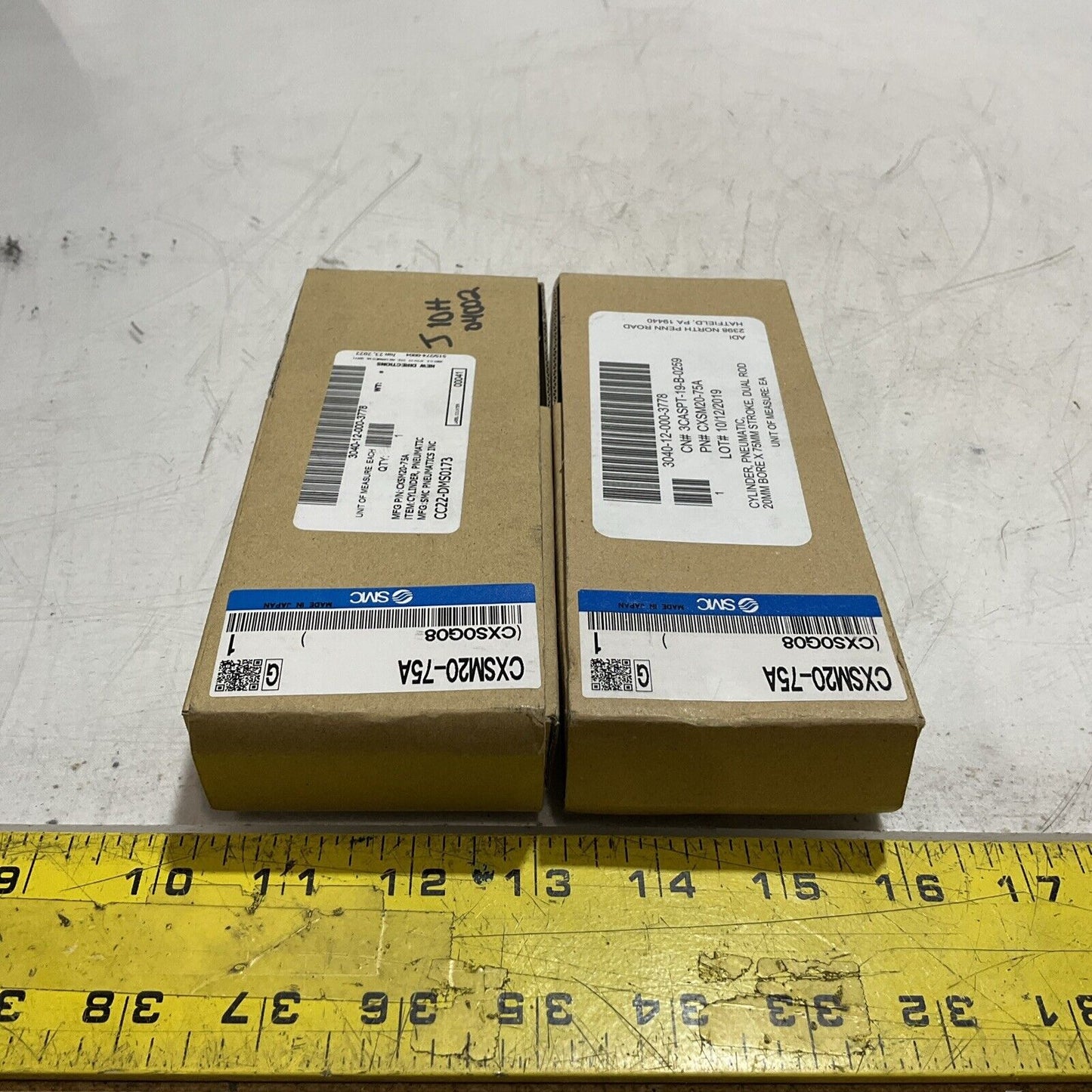 SMC CXSM20-75A PNEUMATIC CYLINDER LOT OF 2 U3S