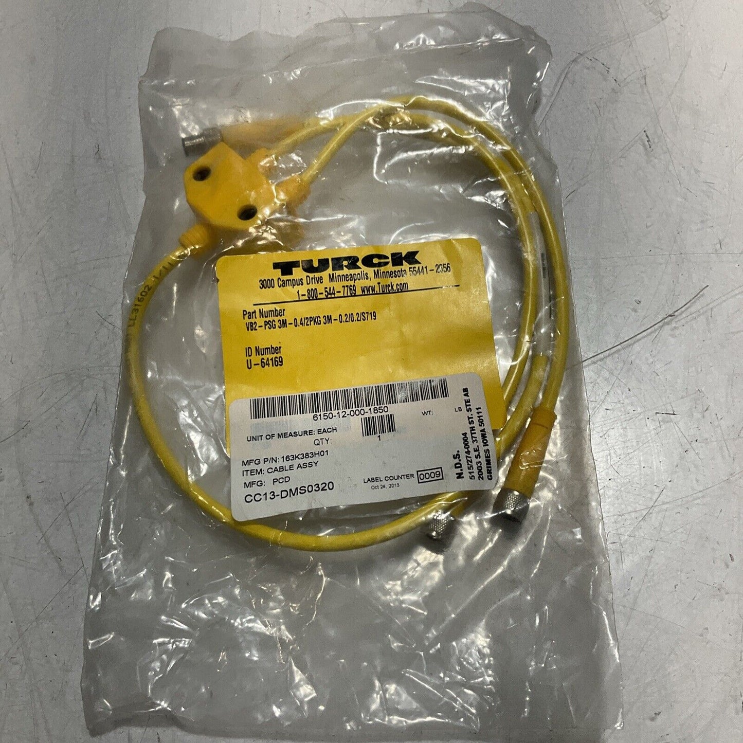 TURCK VB2-PSG3M-0.4/2PKG3M-0.2/0.2/S719 CABLE ASSEMBLY U3S