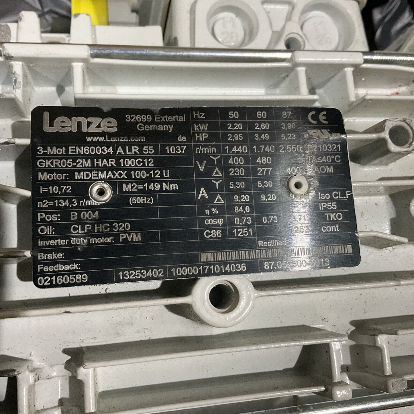 LENZE GKR05-2MHAR100C12 GEARMOTOR U3S