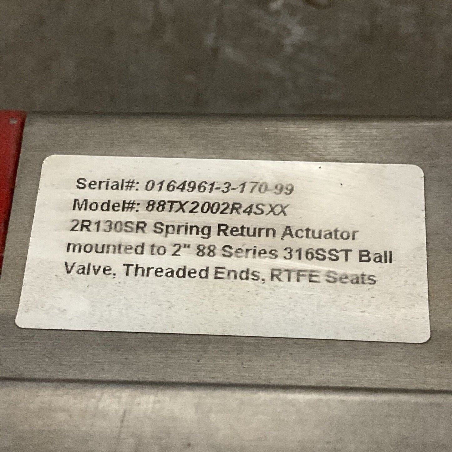 TRIAC SPRING RETURN ACTUATORS W/ 2" VALVE MODEL 88TX2002R4SXX 476