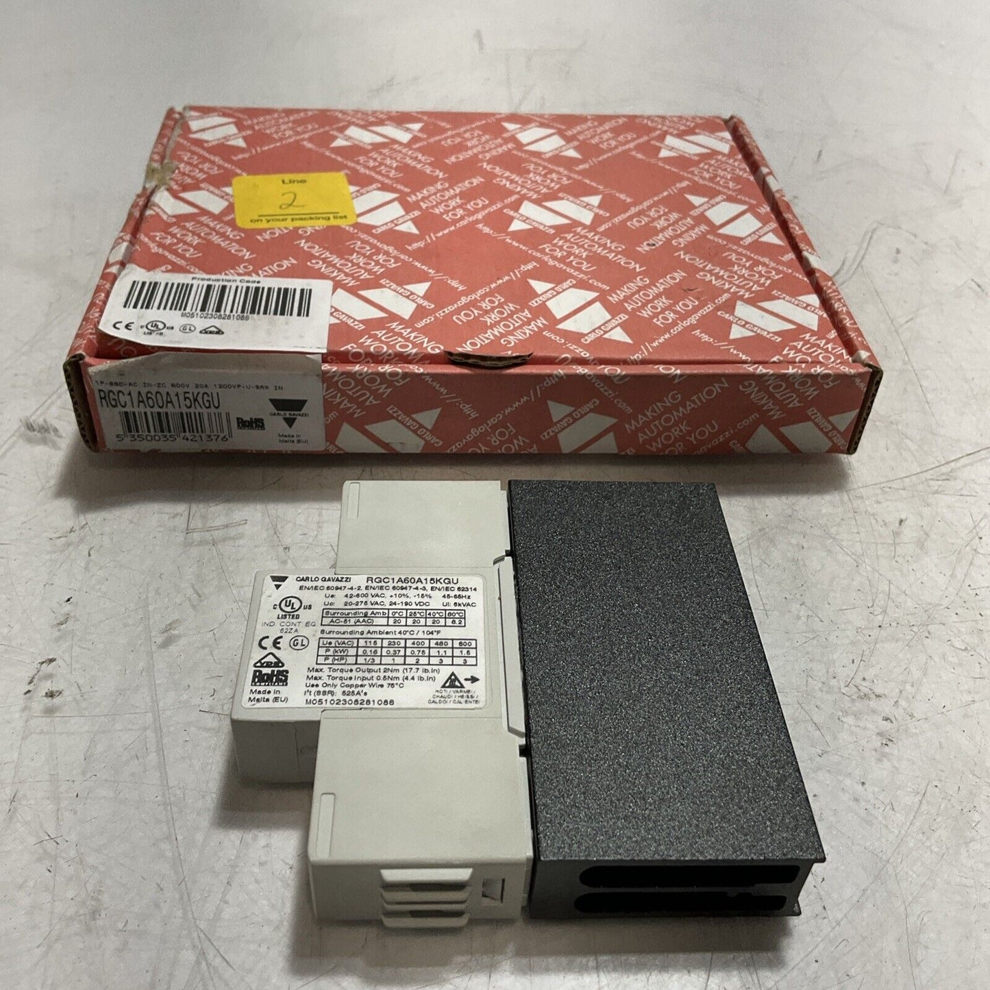 CARLO GAVAZZI RGC1A60A15KGU CONTRACTOR SS SINGLE POLE CONTROL U3S