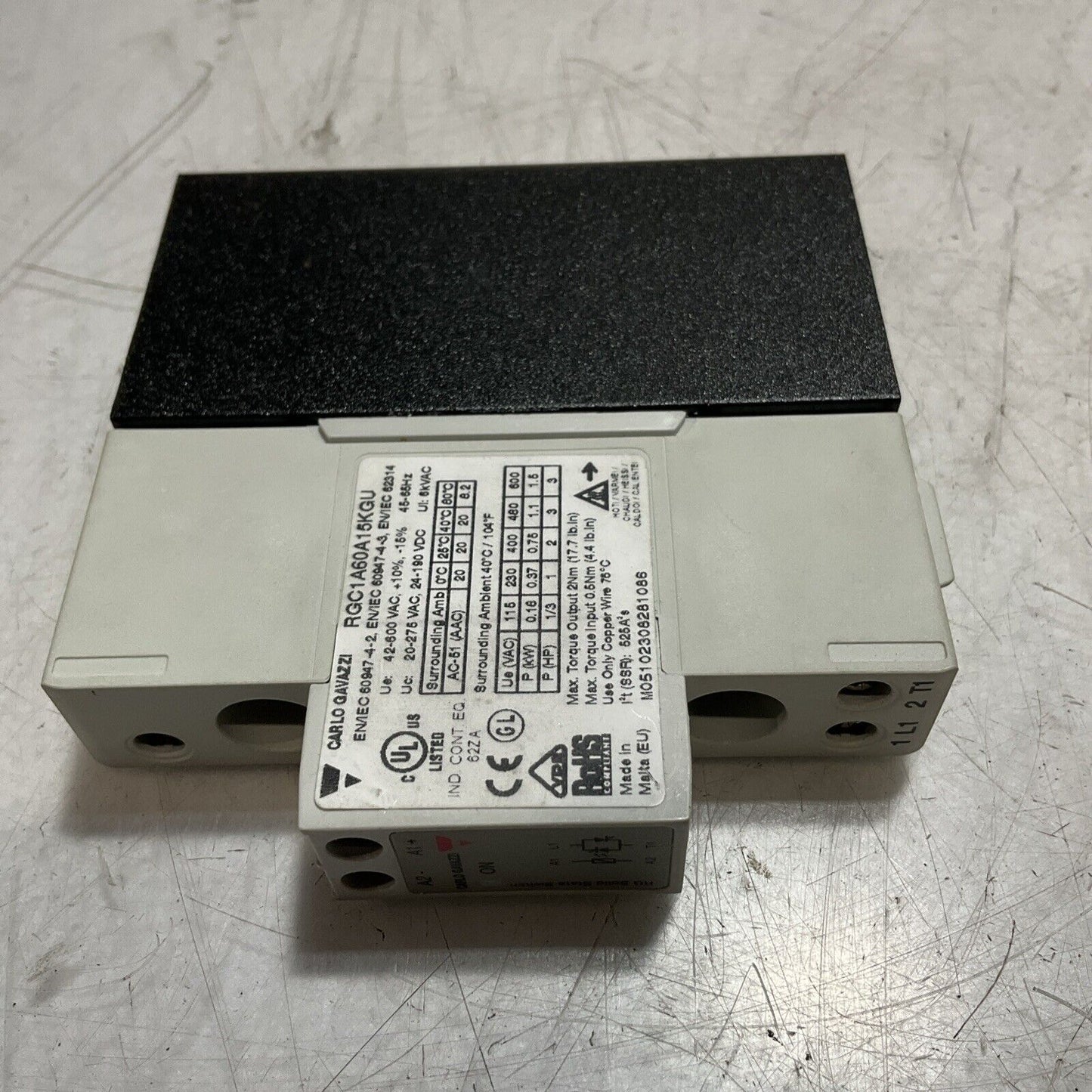 CARLO GAVAZZI RGC1A60A15KGU CONTRACTOR SS SINGLE POLE CONTROL U3S