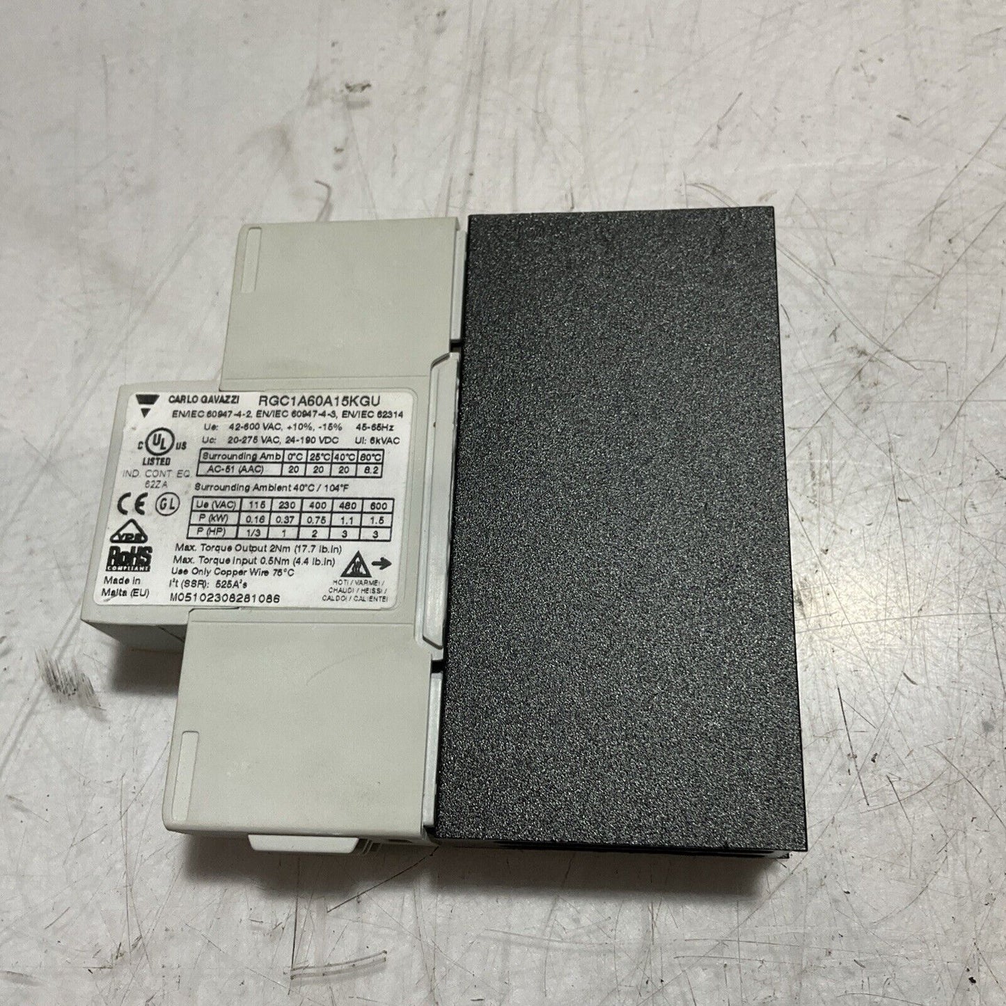 CARLO GAVAZZI RGC1A60A15KGU CONTRACTOR SS SINGLE POLE CONTROL U3S
