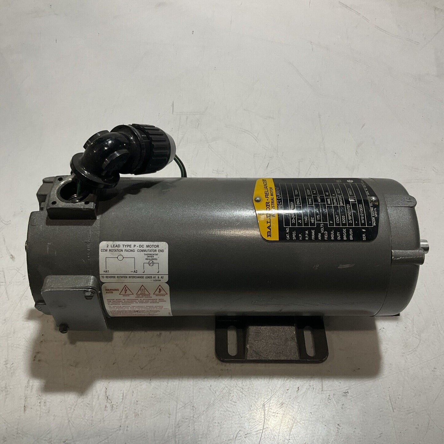 BALDOR RELIANCE 33-2413Z195G1 .5HP GENERAL PURPOSE MOTOR U3S
