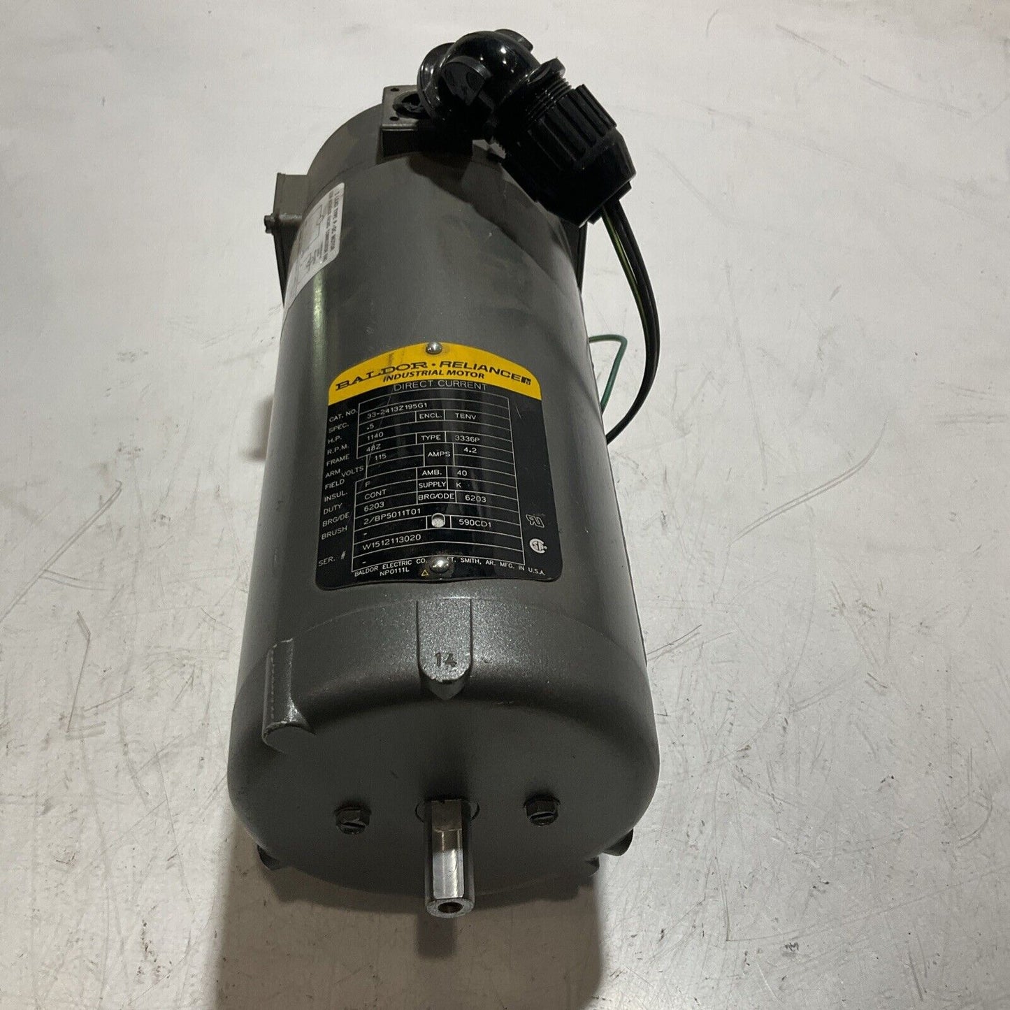 BALDOR RELIANCE 33-2413Z195G1 .5HP GENERAL PURPOSE MOTOR U3S