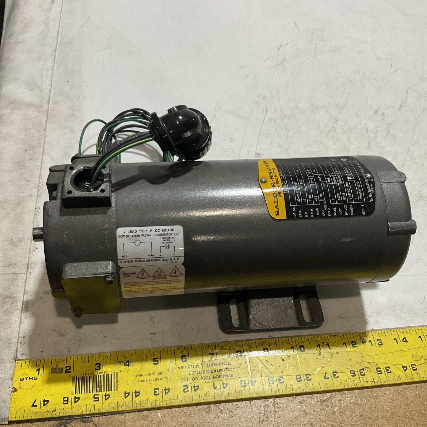 BALDOR RELIANCE 33-2413Z195G1 .5HP GENERAL PURPOSE MOTOR U3S