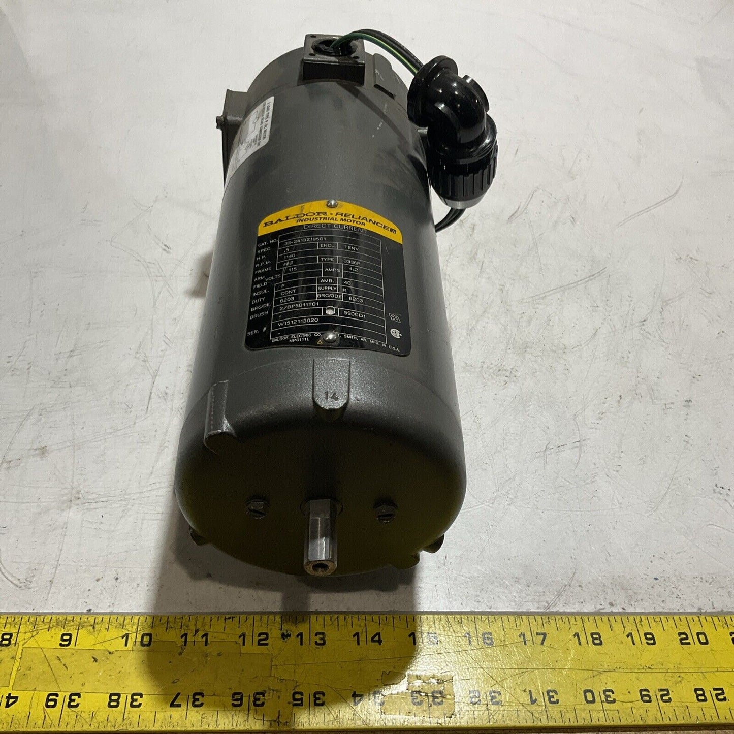 BALDOR RELIANCE 33-2413Z195G1 .5HP GENERAL PURPOSE MOTOR U3S