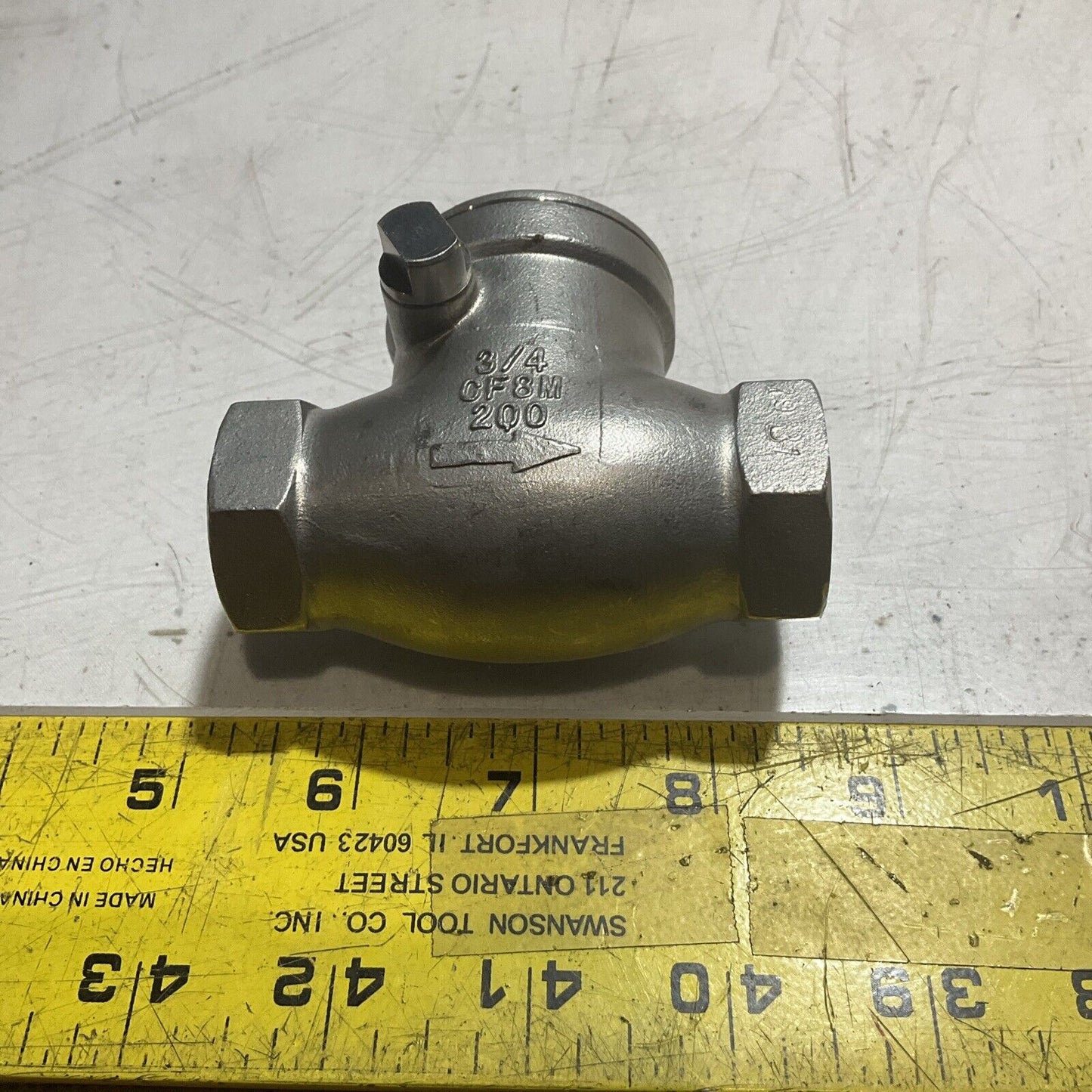 DERVOS CF8M 200 SWING CHECK VALVE 3/4" RM6