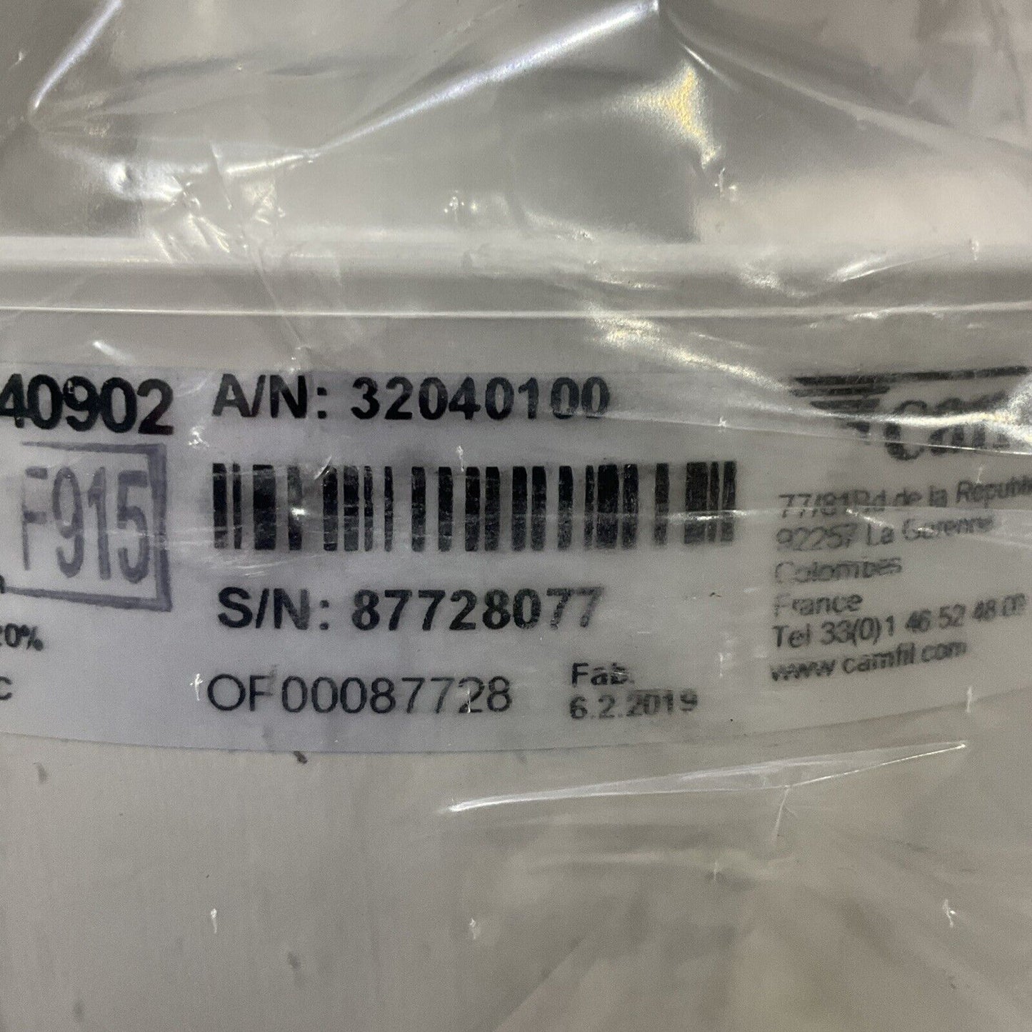 CAMFIL 32040100 1712995 P400027919 FILTER ELEMENT 0.3PM MAX TEMP 70 50 M/H C2H