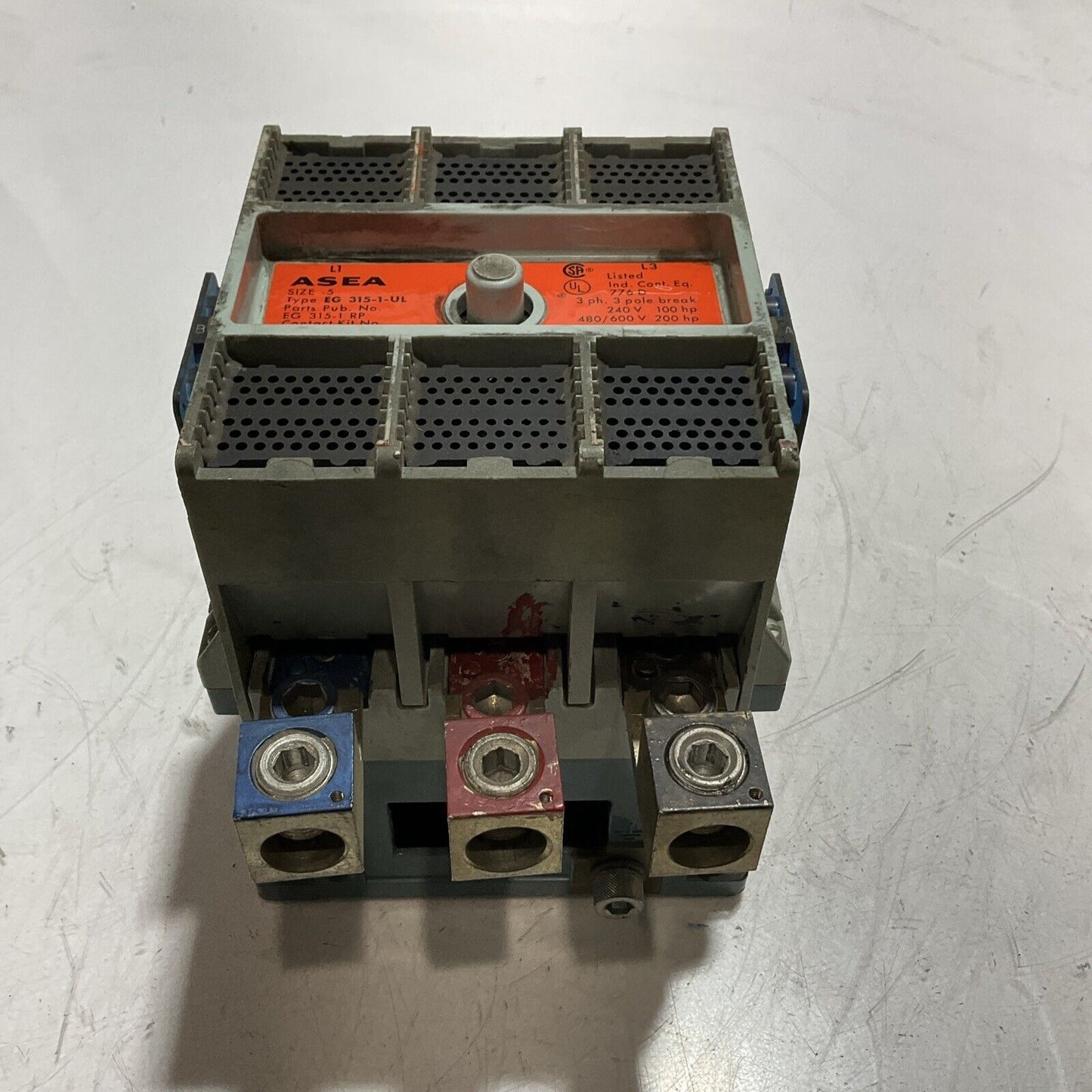 ASEA EG315-1-UL CONTRACTOR SIZE -5 3POLE BREAK 600V STATER SUPPLY