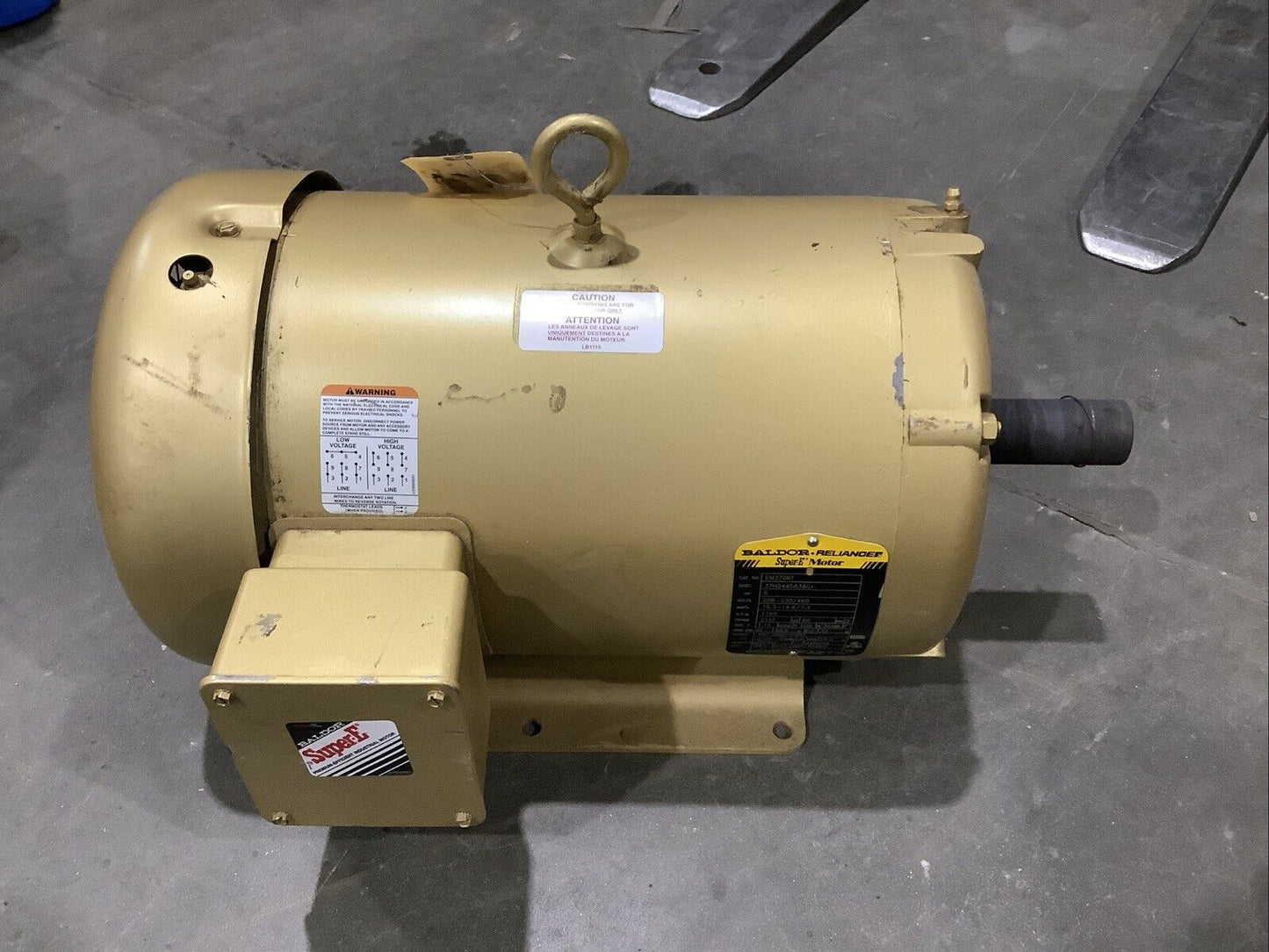 BALDOR EM3708T SUPER-E MOTOR 3PH 5HP 208-230/460V 60HZ 1160RPM 215T TEFC C2H