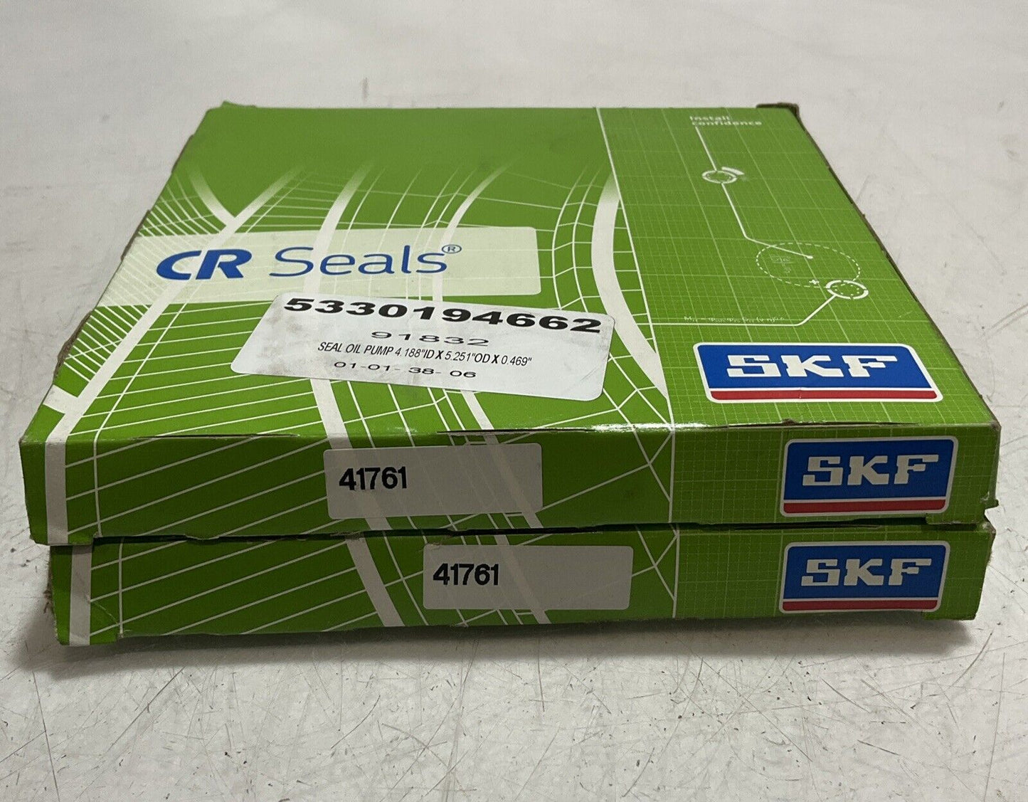 SKF 41761 RADIAL SHAFT OIL SEAL LOT OF 2 U3S