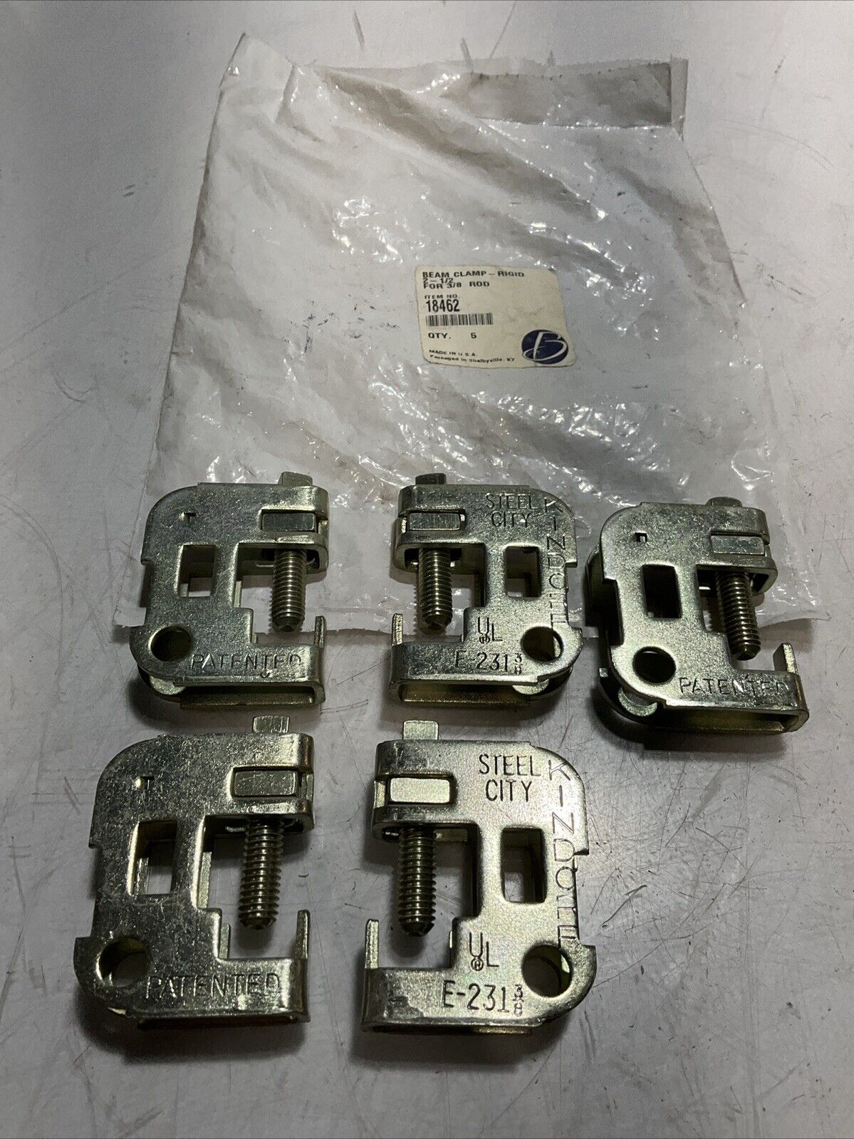 MSC 18462 STEEL BEAM CLAMP- RIGID FOR 3/8 ROAD LOT OF 5 U3S