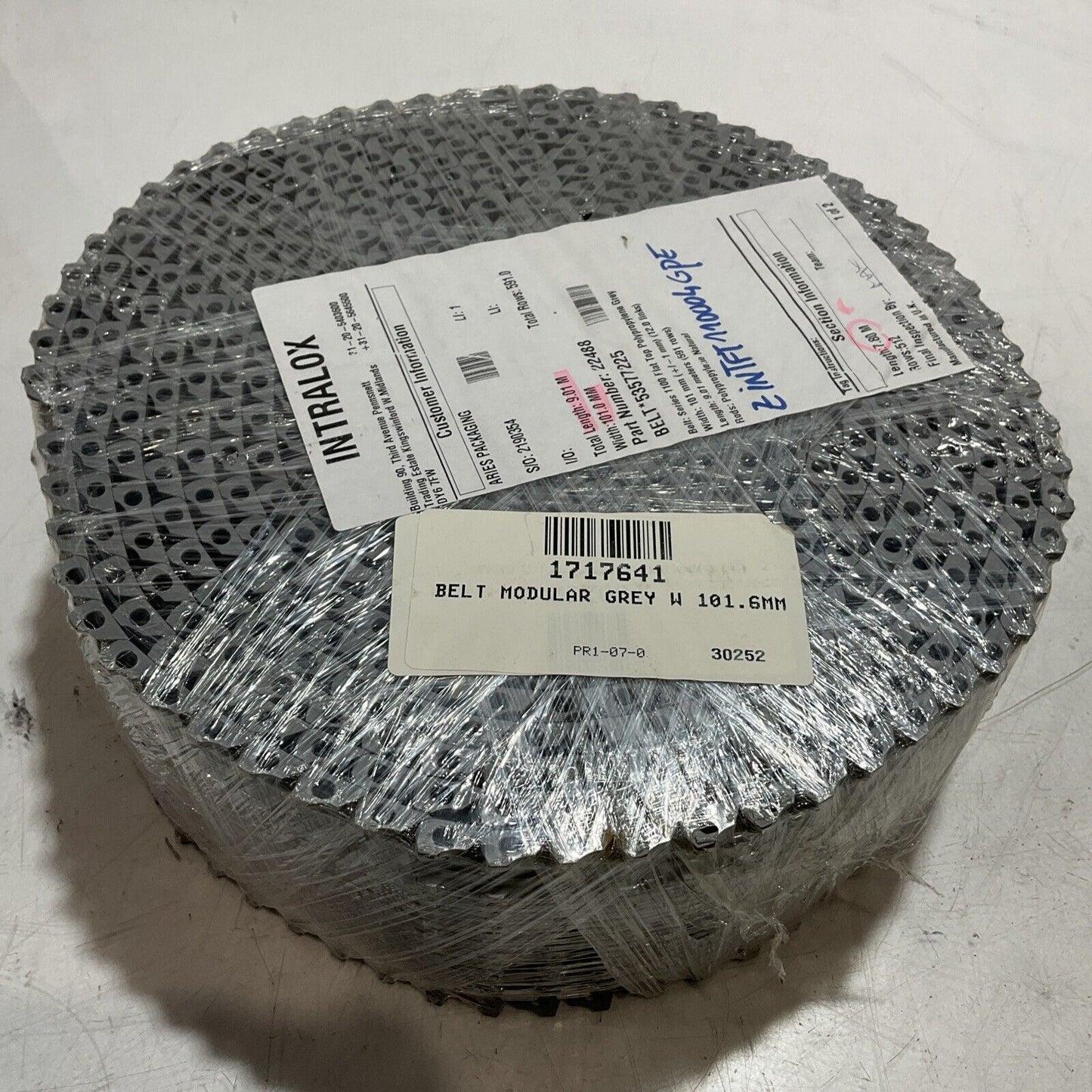 INTRALOX 22488 7.80M 101MM 12 LINKS MODULAR GREY CONVEYER BELT C2H