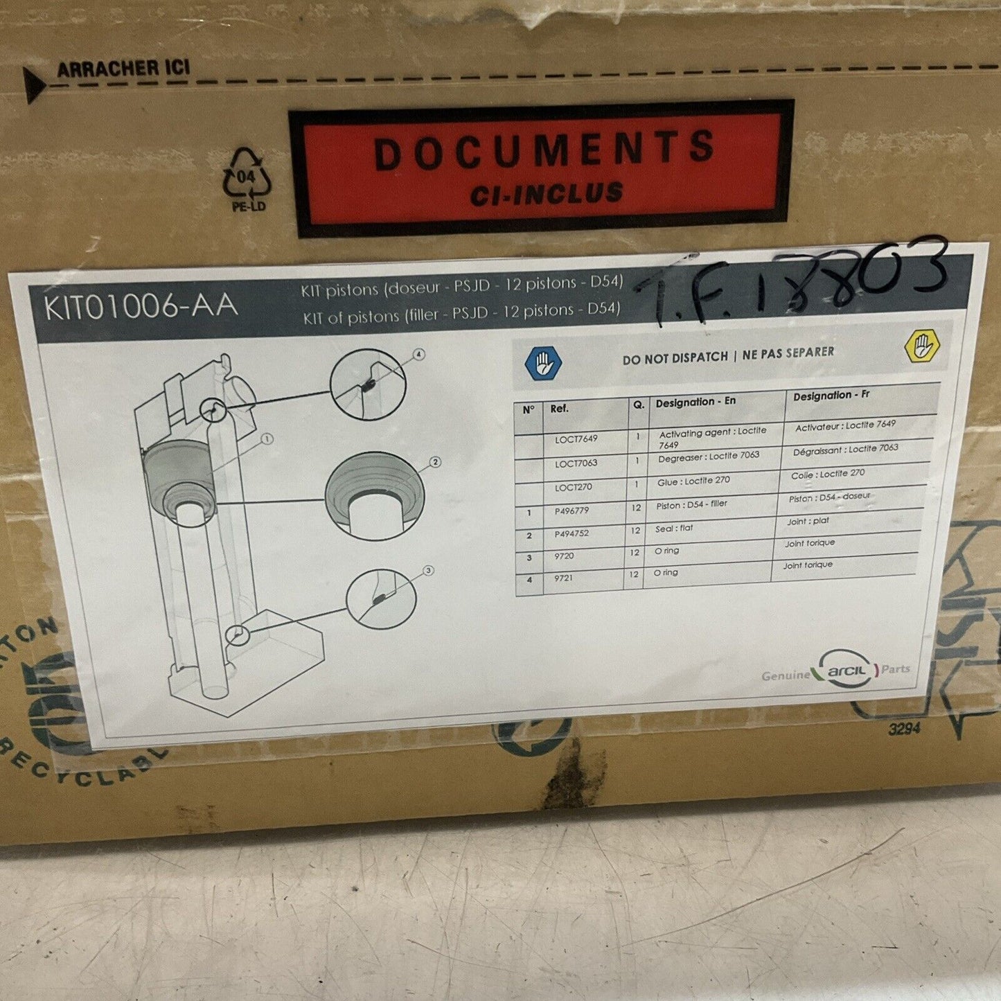 SYNERLINK KIT01006-AA KIT OF PISTONS FILLER-PSJD-12PISTON-D54 C2H