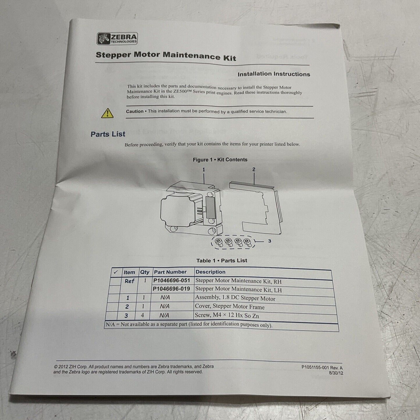ZEBRA P1046696-125 MOTOR DRIVE KIT SYSTEM ZE500 RH SERIES C2H