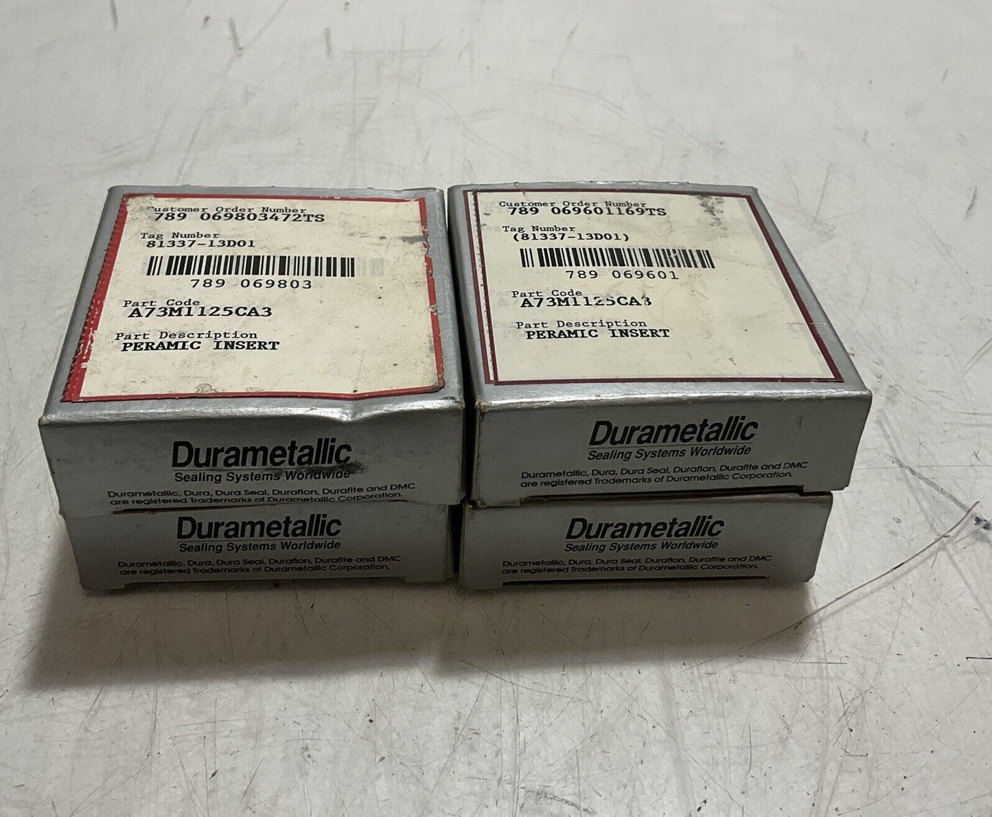 DURAMETALLIC A73M1125CA3 PERAMIC INSERT LOT OF 4 U3S