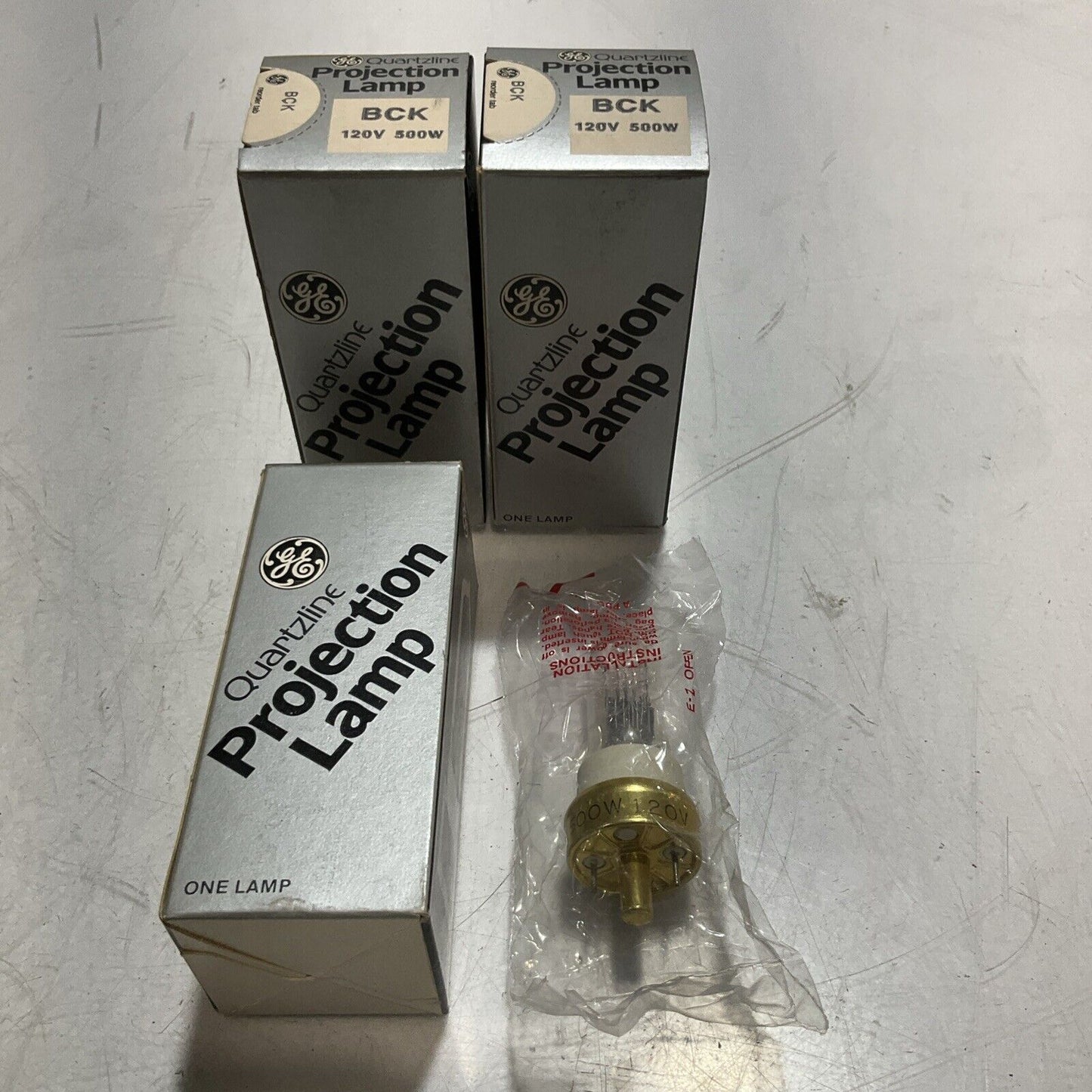 GE GENERAL ELECTRIC BCK 500W 120V QUARTZLINE PROJECTION LAMP LOT OF 3 U3S